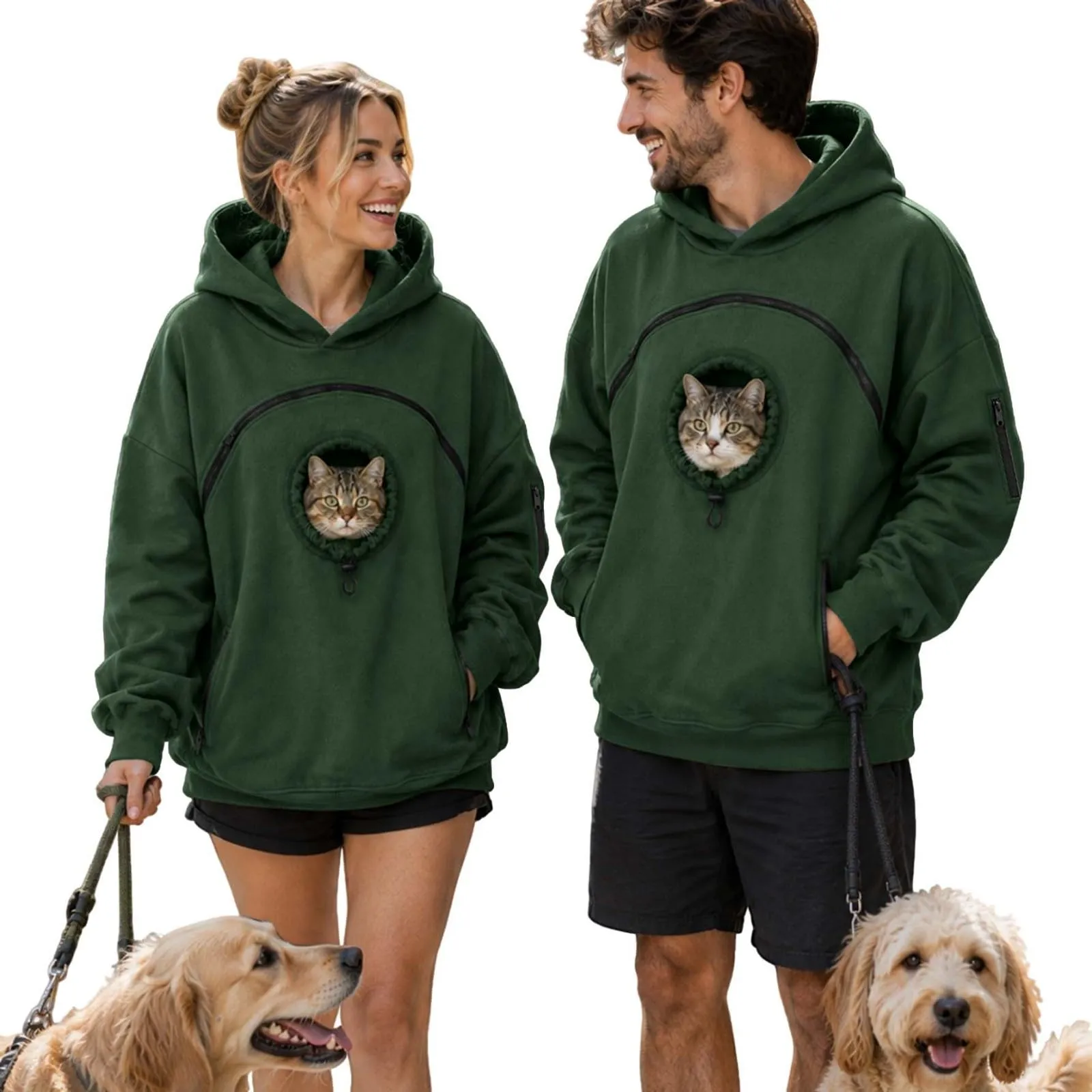 Felpa Porta Gatto Cane con Tasca per Cotone Donna Peluche Cani - immagine 1