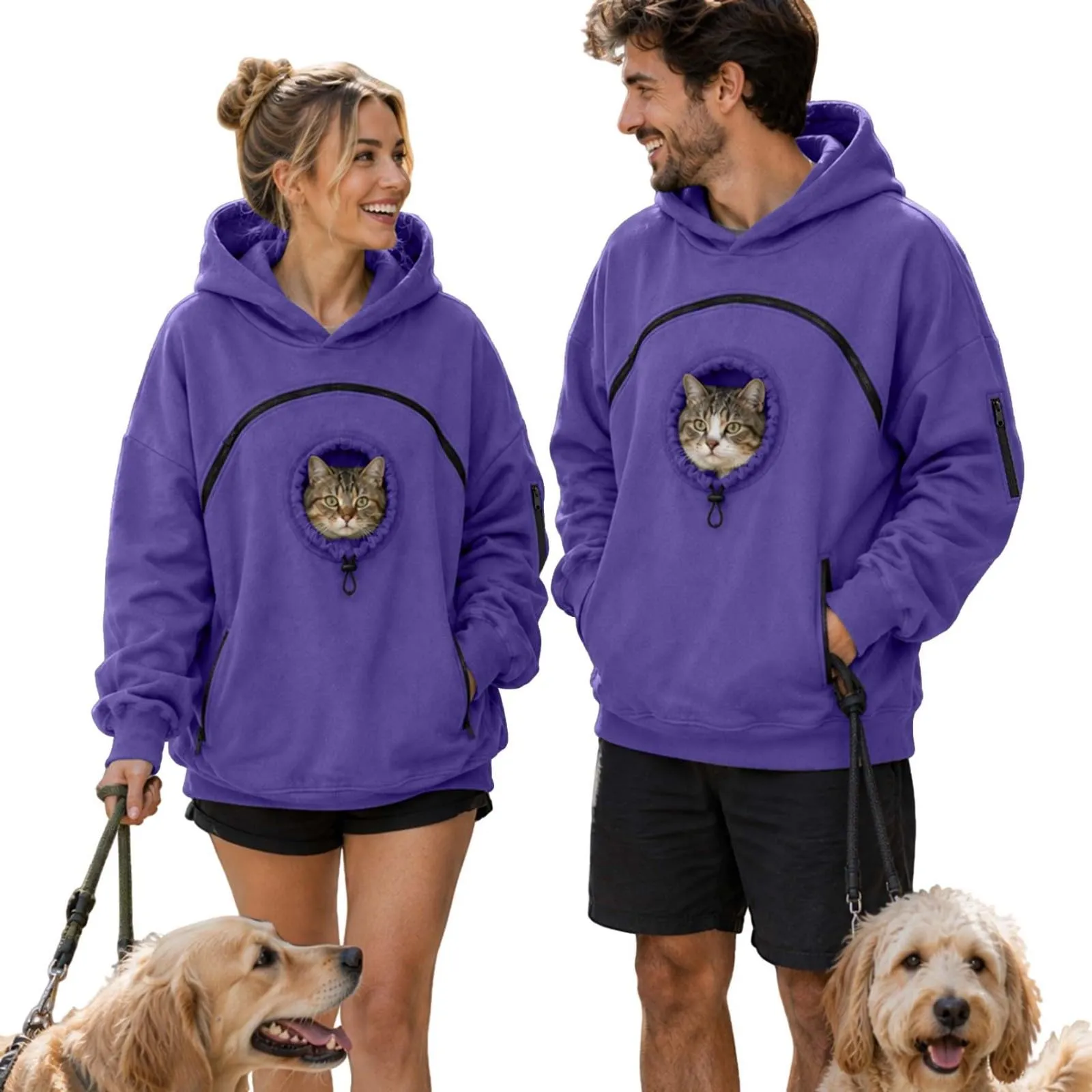 Felpa Porta Gatto Cane con Tasca per Cotone Donna Peluche Cani - immagine 1