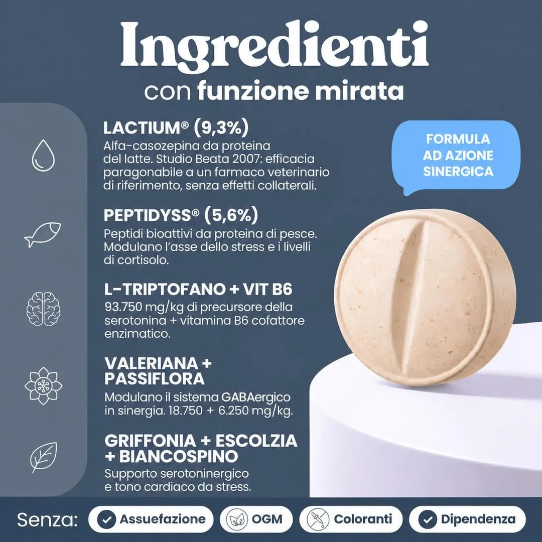 Bau Integratore Calmante per Cani, Valeriana per Cani Tranquillante, Rilassante per Cani Appetibili con Ingredienti Naturali Ideale per Temporali, Ansia da Separazione e Viaggi -60cps - immagine 5