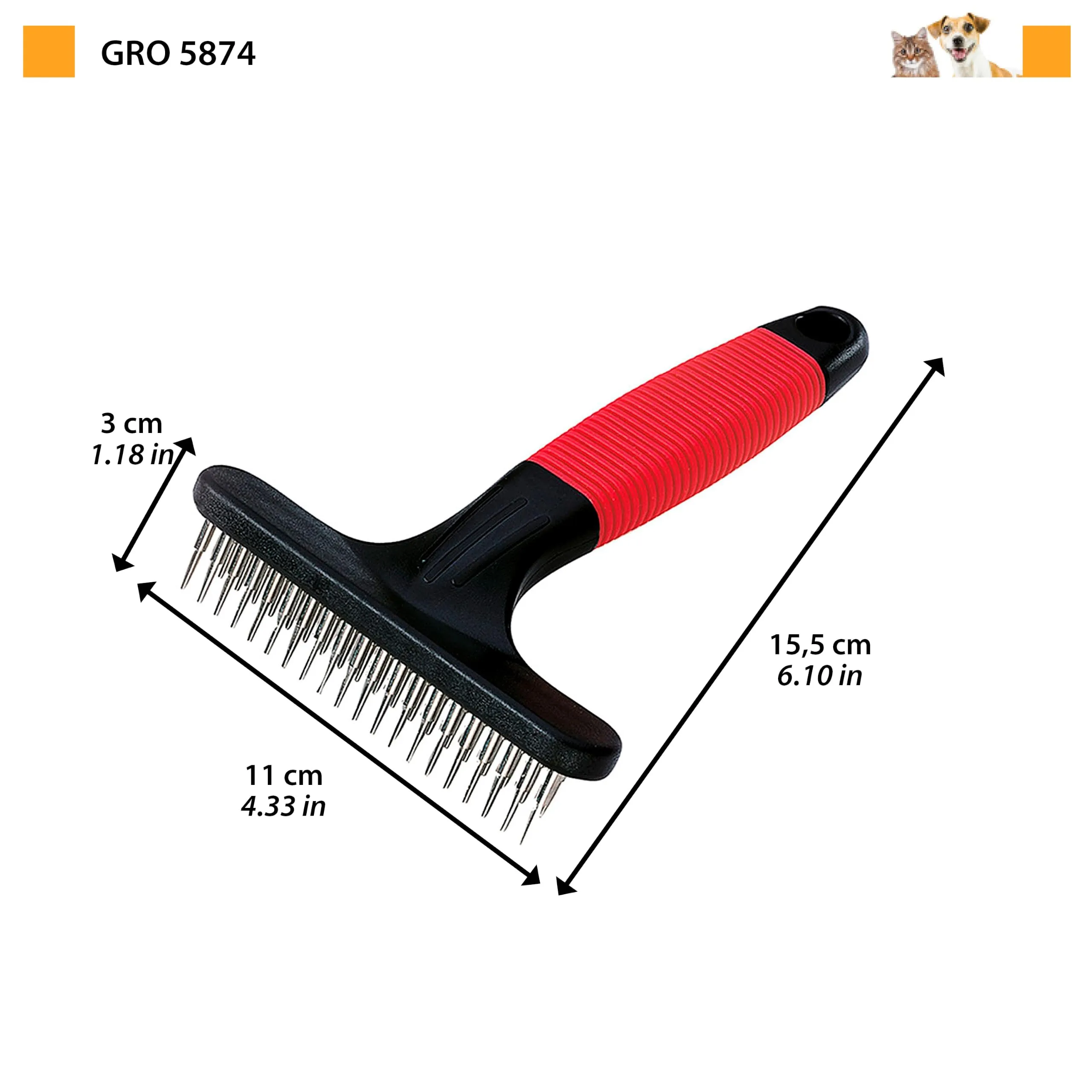 Ferplast Pettine per Cani e Gatti 2 in 1 Pelo Medio e Lungo, Denti Rotanti Arrotondati Anti-Irritazione e Manico Antiscivolo - immagine 3
