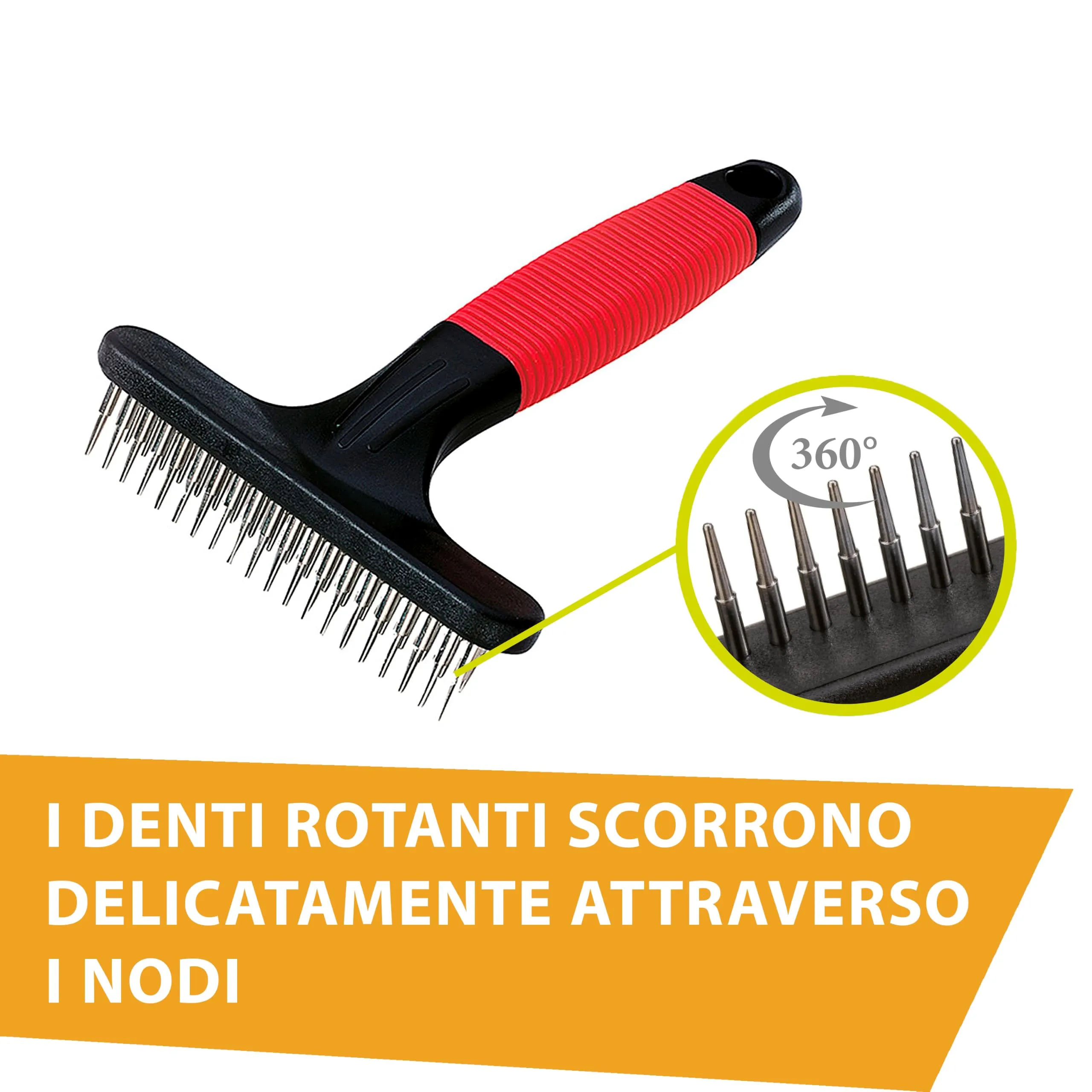 Ferplast Pettine per Cani e Gatti 2 in 1 Pelo Medio e Lungo, Denti Rotanti Arrotondati Anti-Irritazione e Manico Antiscivolo - immagine 6