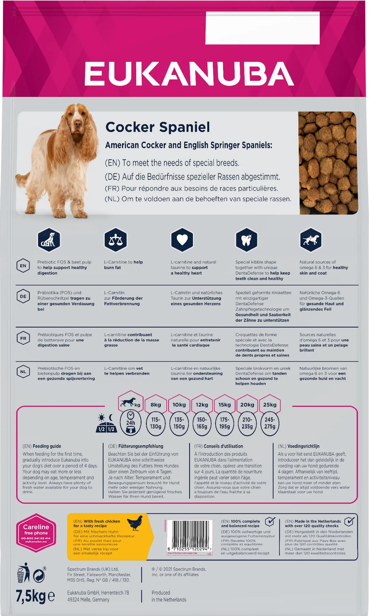 Eukanuba Breed Specific Alimento Secco per Cocker Spaniel Adulti, Cibo per Cani Adattato in Modo Ottimale alla Razza 7.5 kg - immagine 2