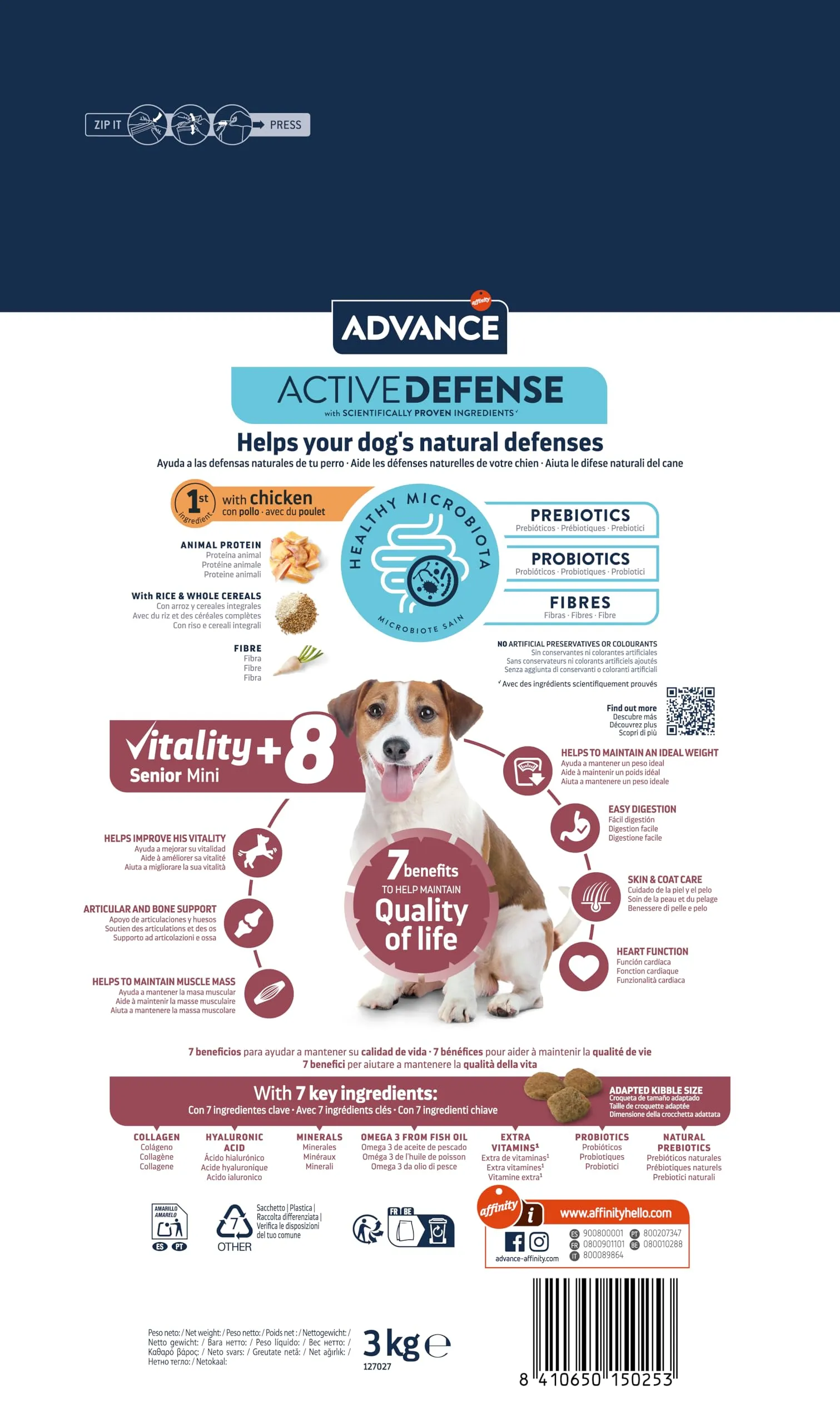 Advance Senior Mini - Cibo per Cani Mature di Razza Piccola con Pollo - 3kg - immagine 3