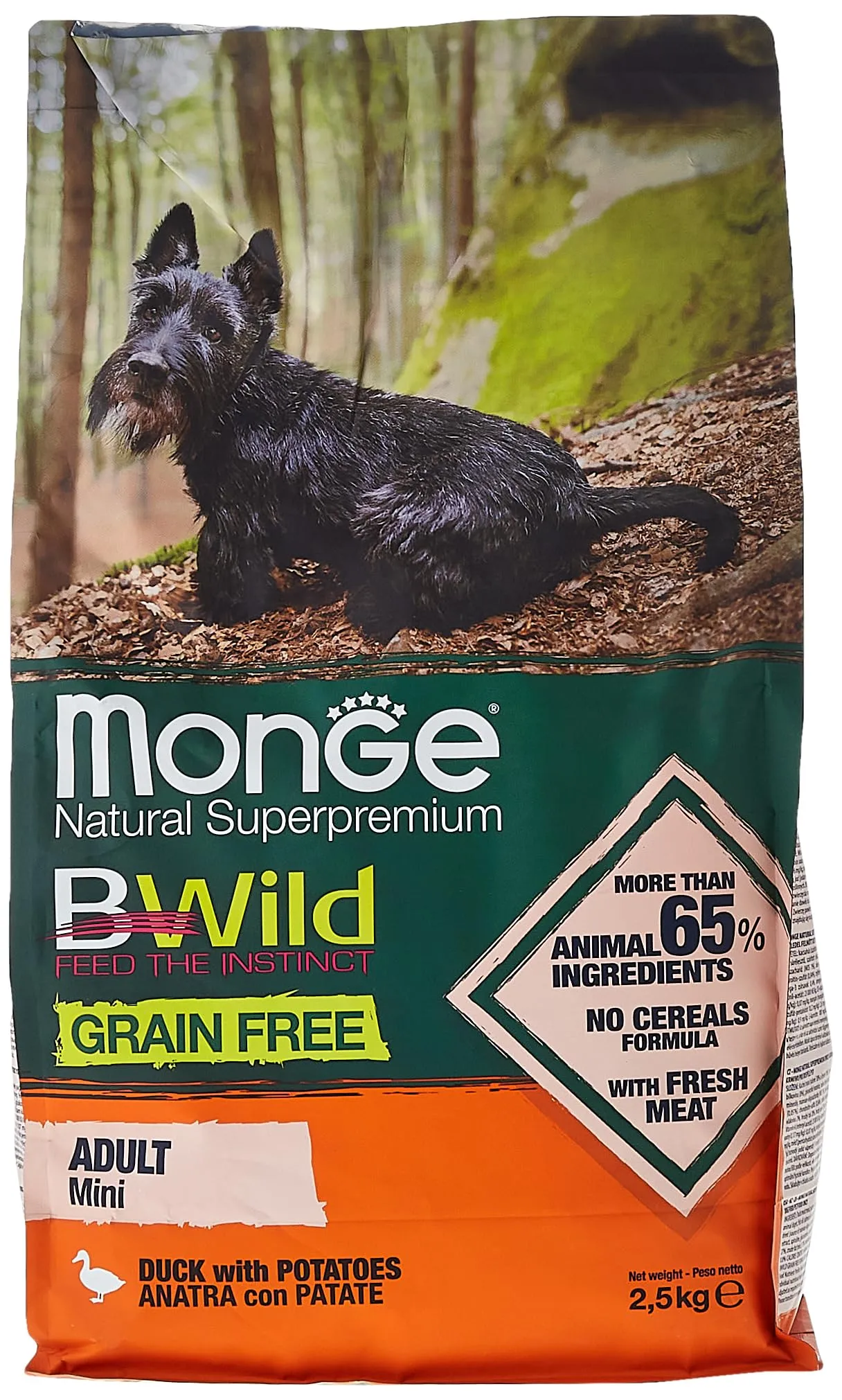 Monge Cane Bwild Adult Mini Duck And Potato 2.5 kg Grain Free - immagine 1