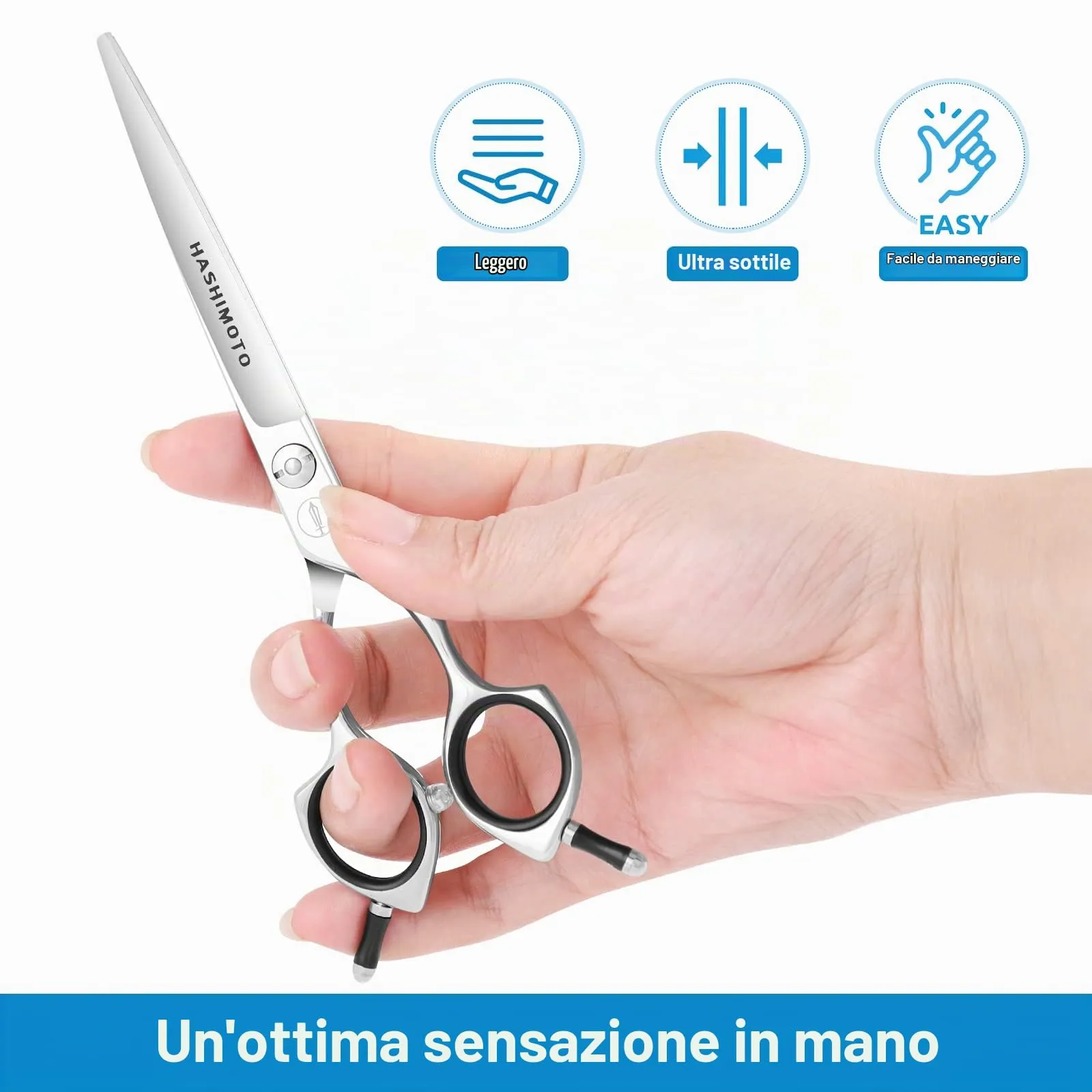 HASHIMOTO Forbici curve per la toelettatura del cane, 6,5 pollici, 30 gradi di lama curva, peso leggero, cesoie per animali domestici per la rifinitura di viso e zampe. - immagine 3