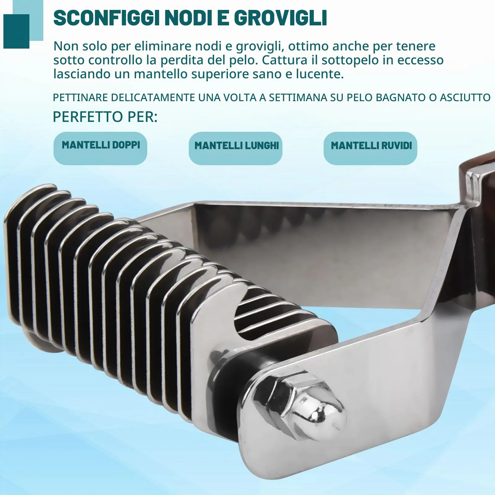 onebarleycorn Spazzola Cane, Slanatore per toelettatura,Spazzola per Cane,Gatto Pettine per Cani (14-Lame-S) - immagine 5