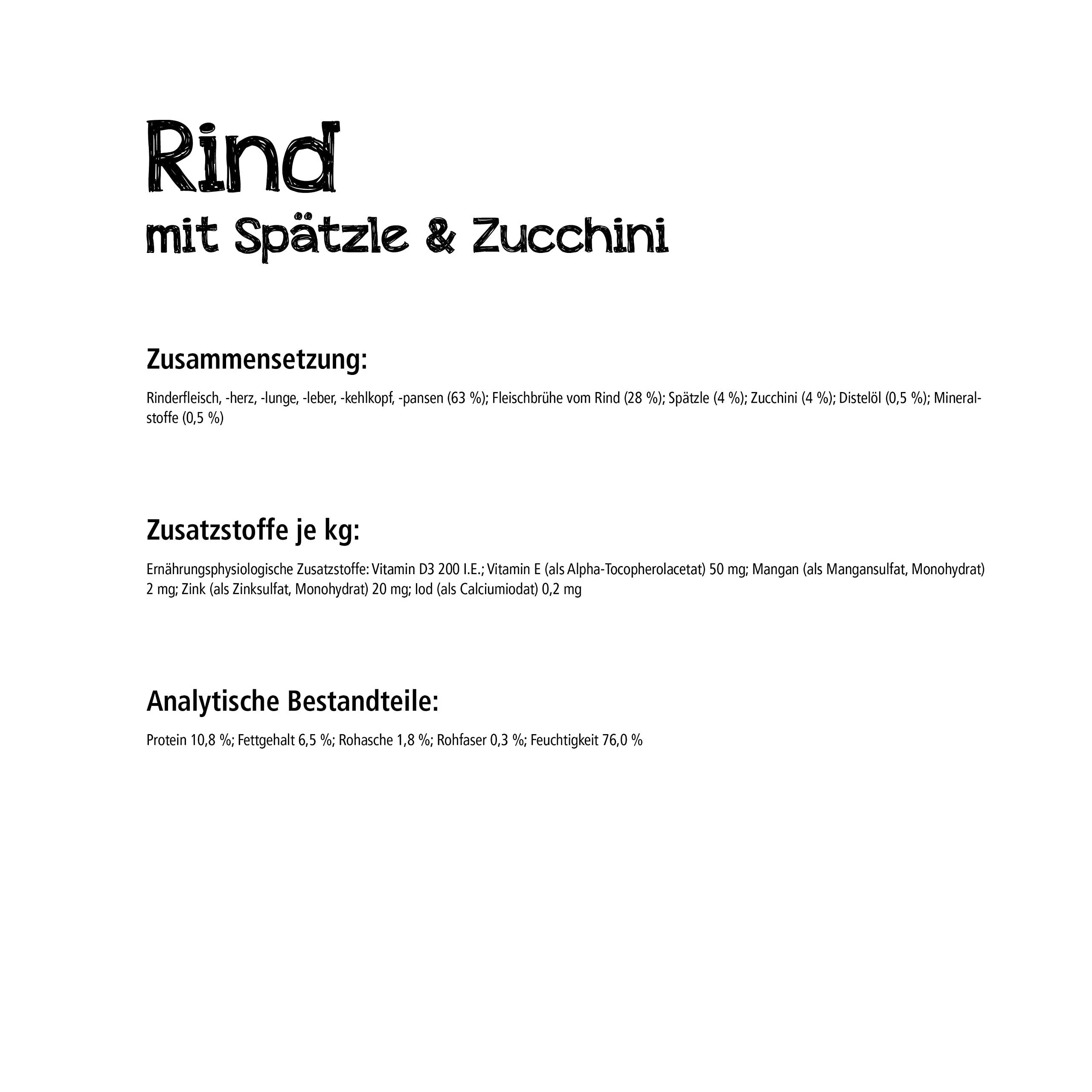 BELCANDO Finest Selection Adult Manzo con Spätzle e Zucchine | 6 x 300 g | Cibo umido per cani sensibili o esigenti | Contiene olio di cartamo spremuto a freddo - immagine 3