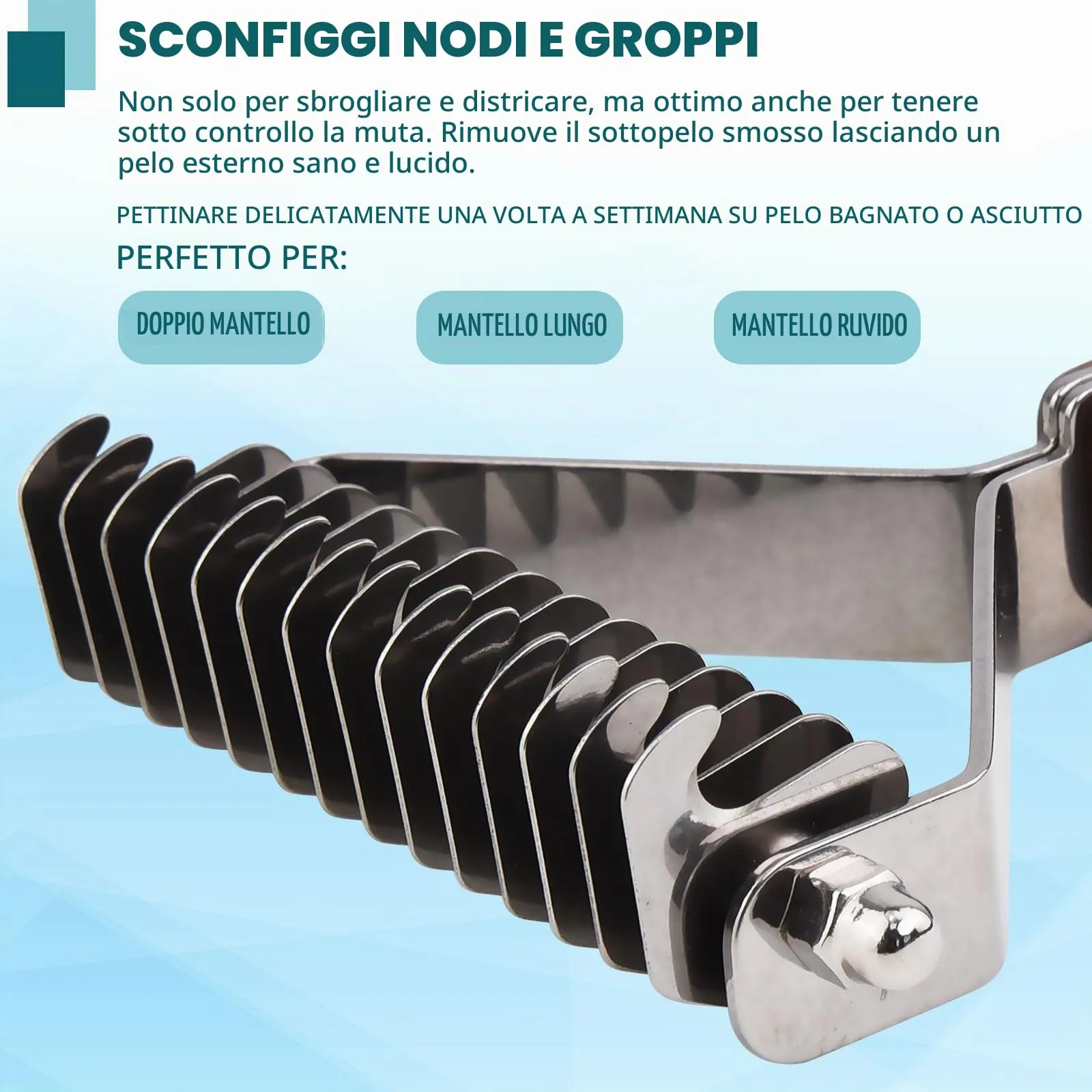 onebarleycorn Spazzola Cane, Slanatore per toelettatura,Spazzola per Cane,Gatto Pettine per Cani (14-Lame-L) - immagine 5