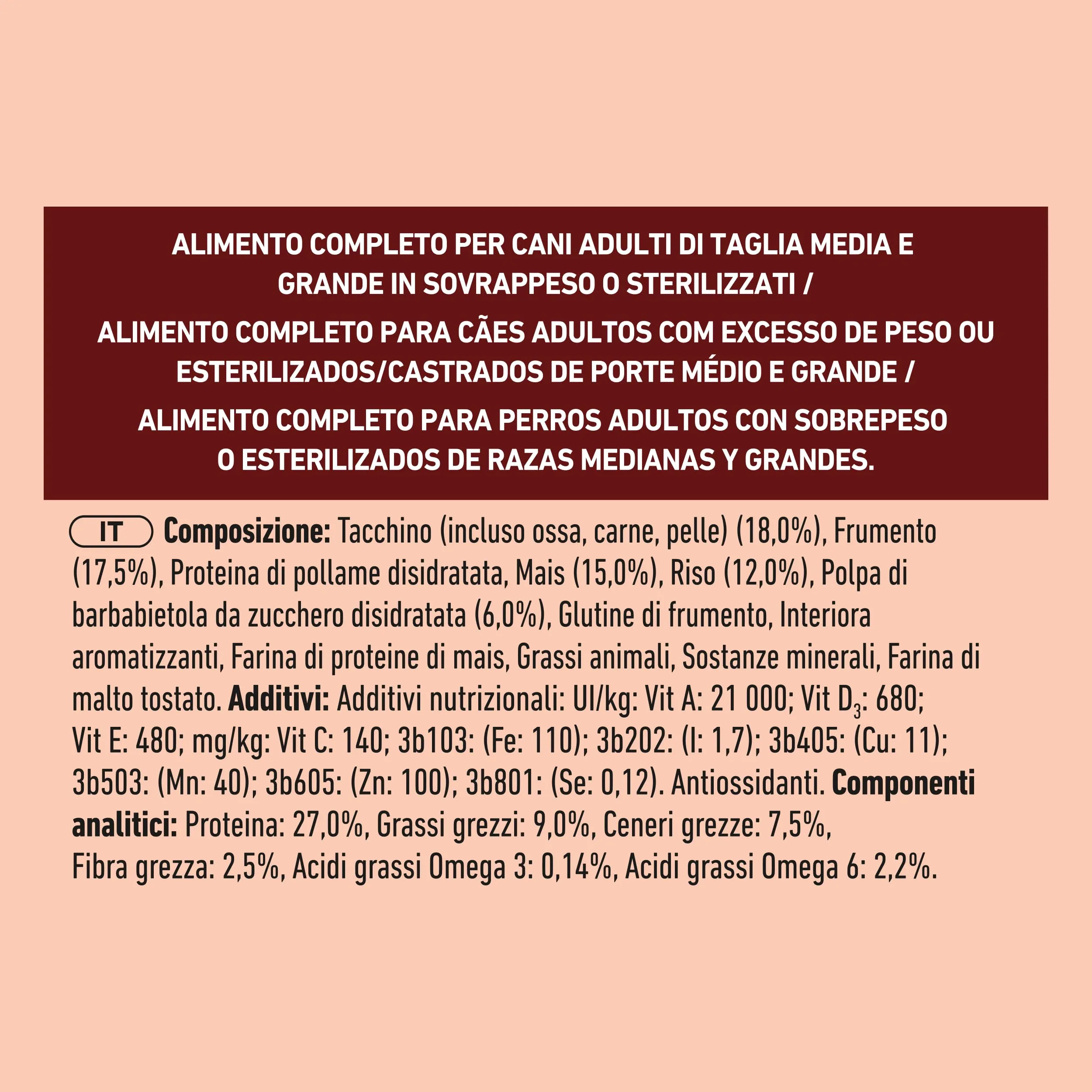 PURINA ONE Medium Maxi Controllo del peso Crocchette per Cani Adulti Sterilizzati con Tacchino 4 Sacchi da 2.5kg - immagine 8