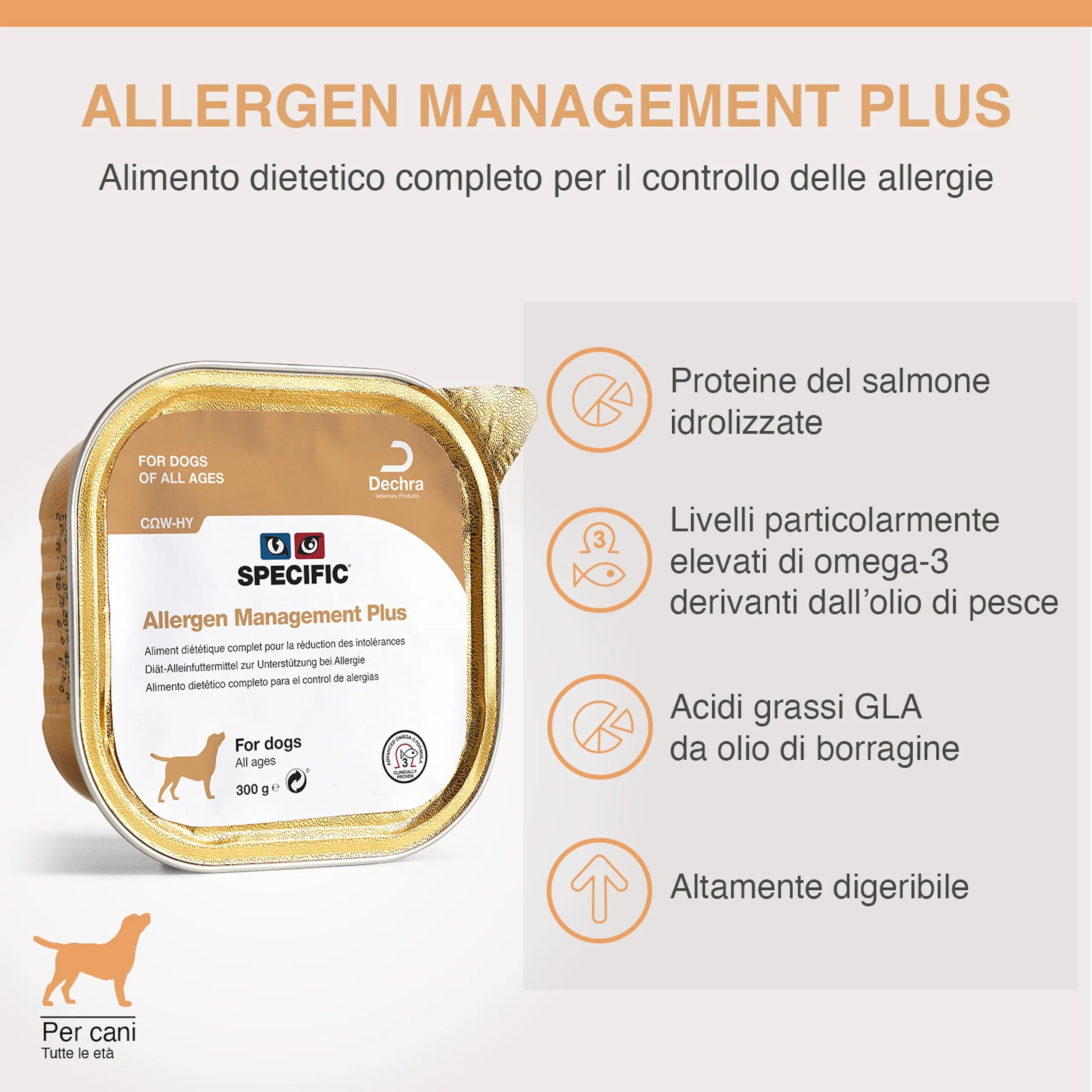 SPECIFIC® Allergen Management Plus (CΩW-HY) - 6x300g - Alimento umido ipoallergenico per cani di tutte le età con salmone idrolizzato - Senza glutine - DECHRA Veterinary Products - immagine 2