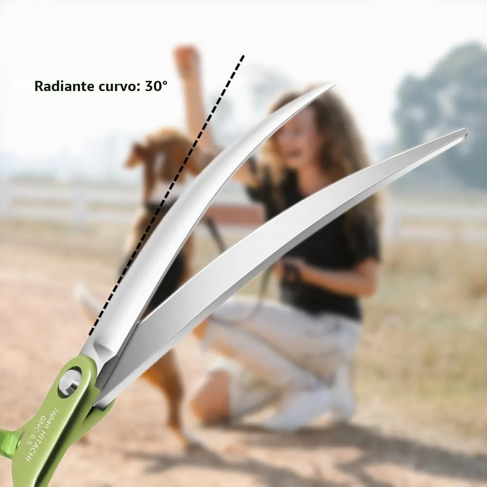 HASHIMOTO Forbici curve per la toelettatura dei cani, estremamente leggere, 6,5 pollici, 30 gradi di lama curva, progettate per i toelettatori professionali - immagine 3