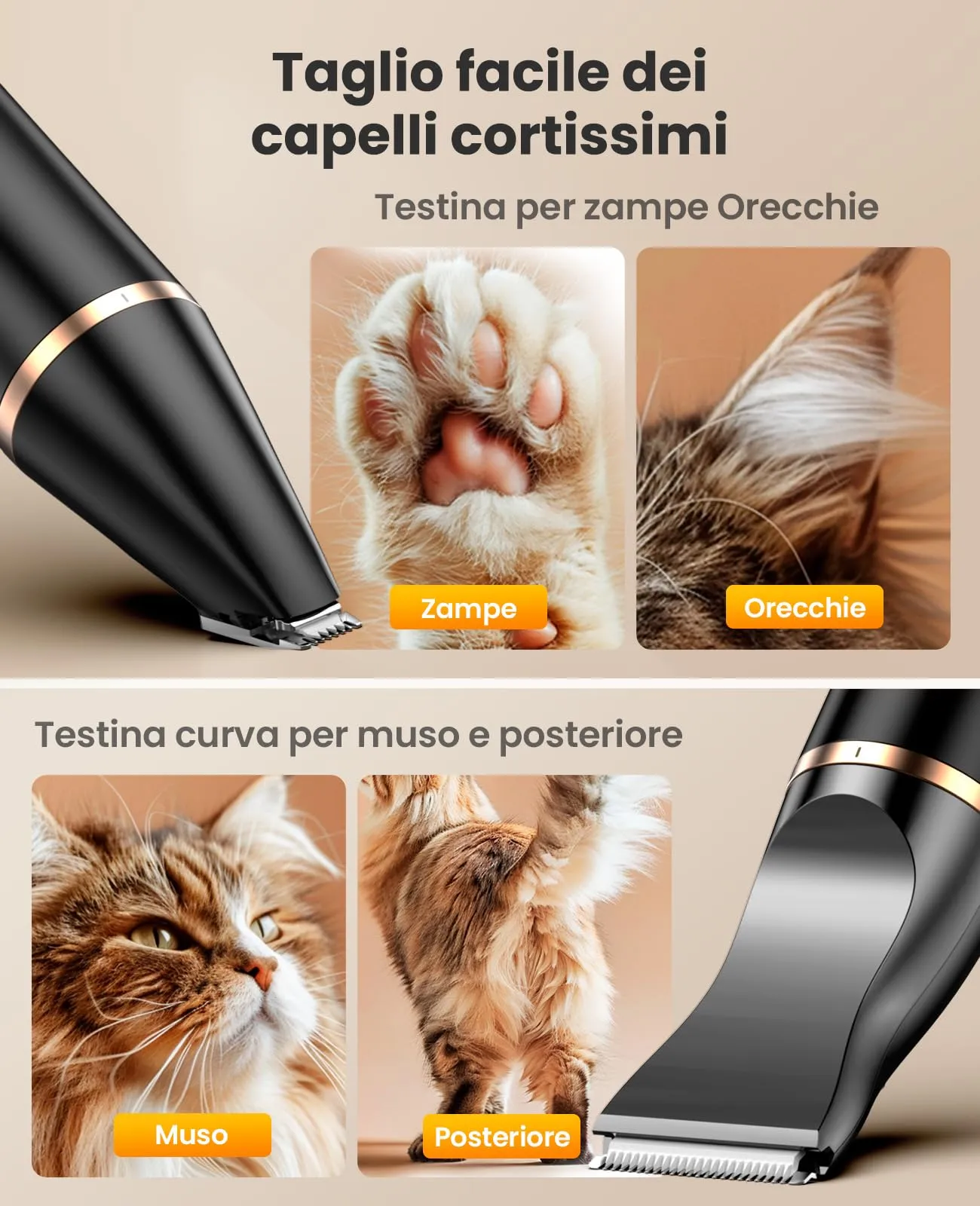 oneisall Tosatrice per Toelettatura Cani Gatti Tosatore per Cani per tagliare i peli del cane intorno a zampe, occhi, orecchie, viso - immagine 3