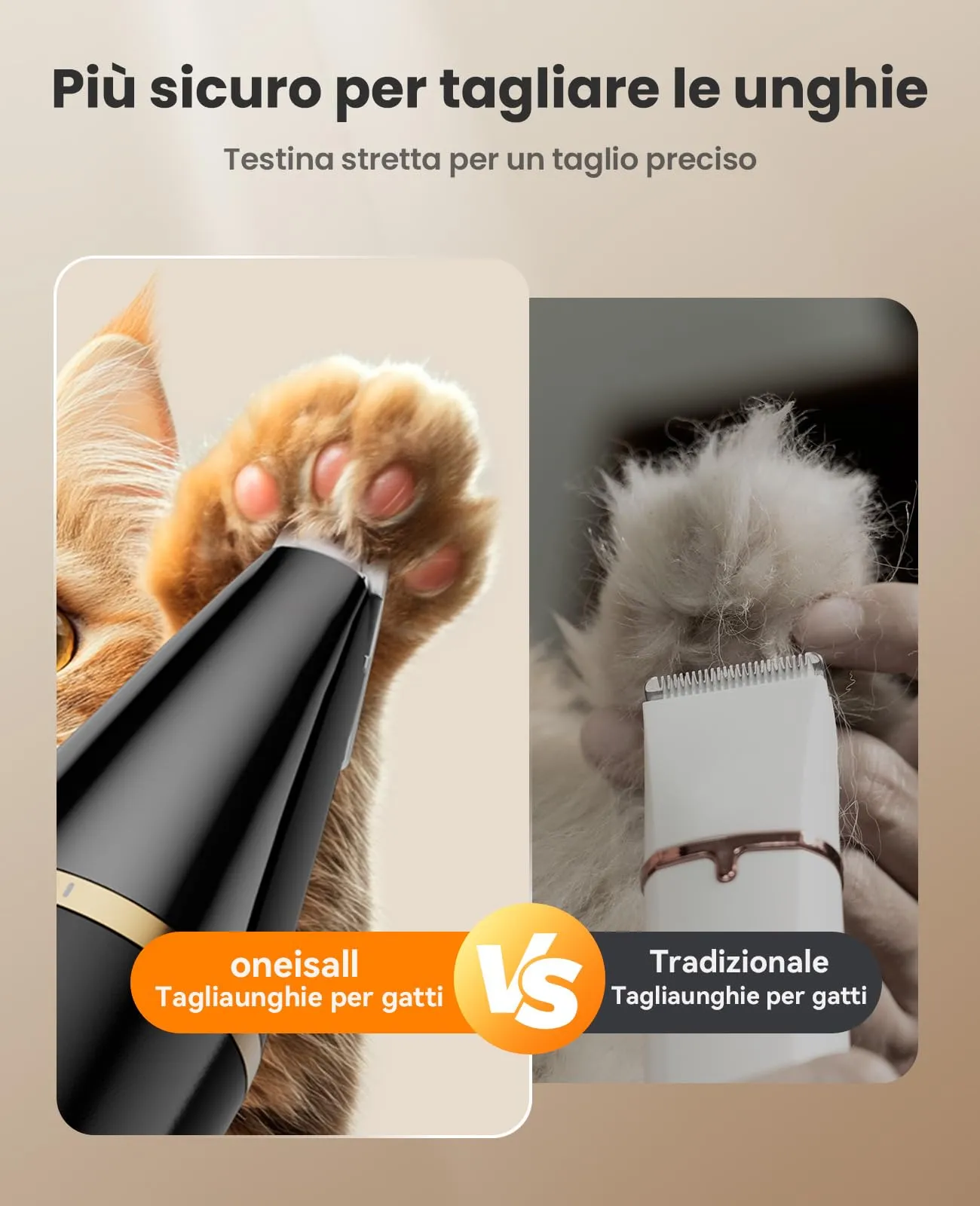 oneisall Tosatrice per Toelettatura Cani Gatti Tosatore per Cani per tagliare i peli del cane intorno a zampe, occhi, orecchie, viso - immagine 4