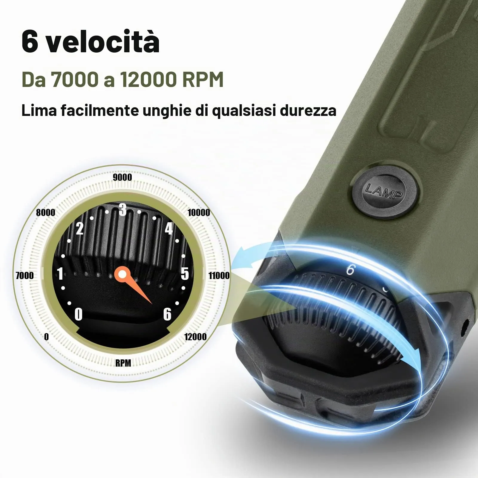 Casfuy Lima Unghie Cani à 6 Vitesses -Tagliaunghie per Cani Elettrico con 2 luci LED Ricaricabile Silenziose con Vibrazioni Ridotte a Professionale per Cani e Gatti di Taglia Piccola Media e Grande - immagine 2