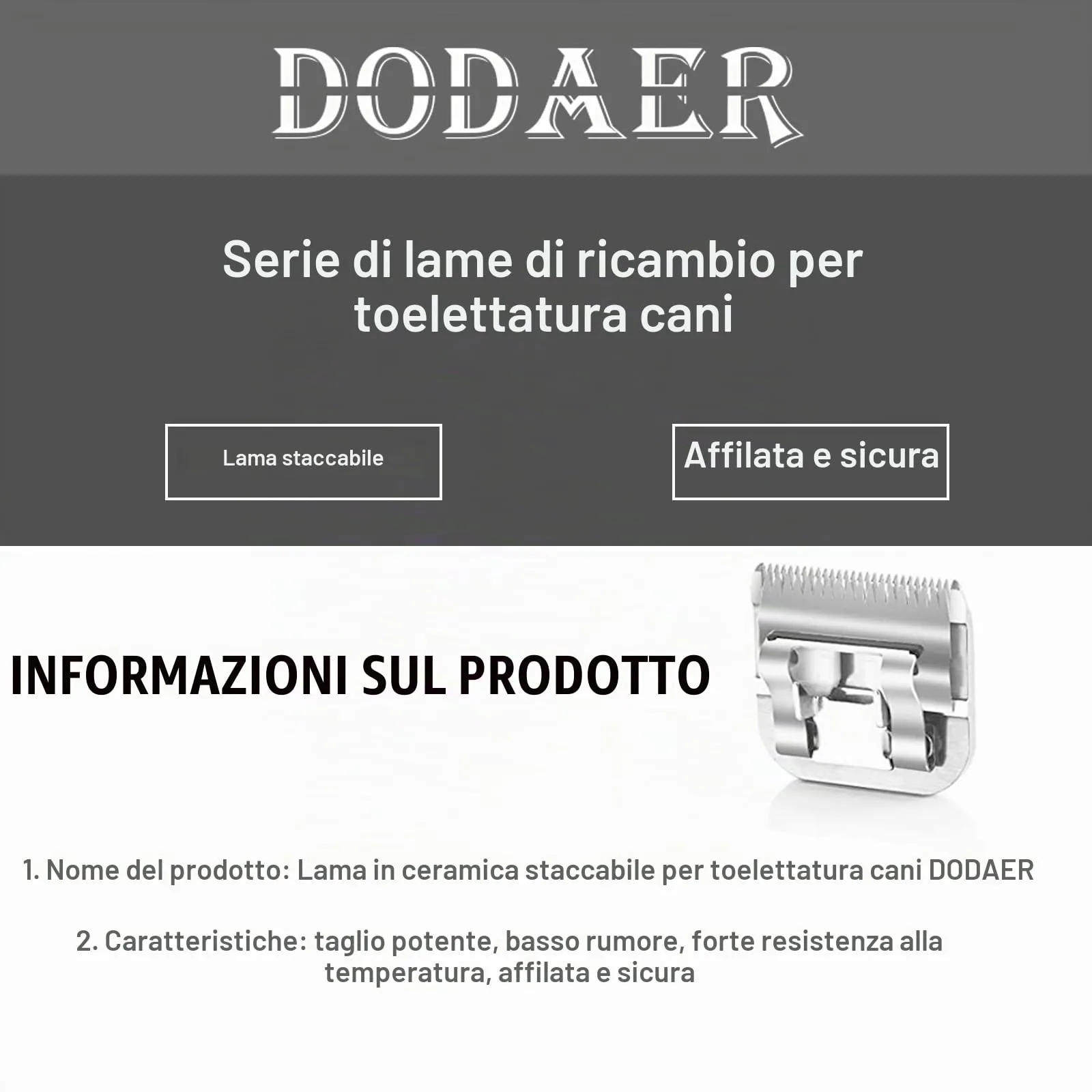 7F/5F/4F Lame staccabili per cani da compagnia compatibili con la serie Heiniger/Andis/Oster A5/Wahl KM10,3 contaggi - immagine 3