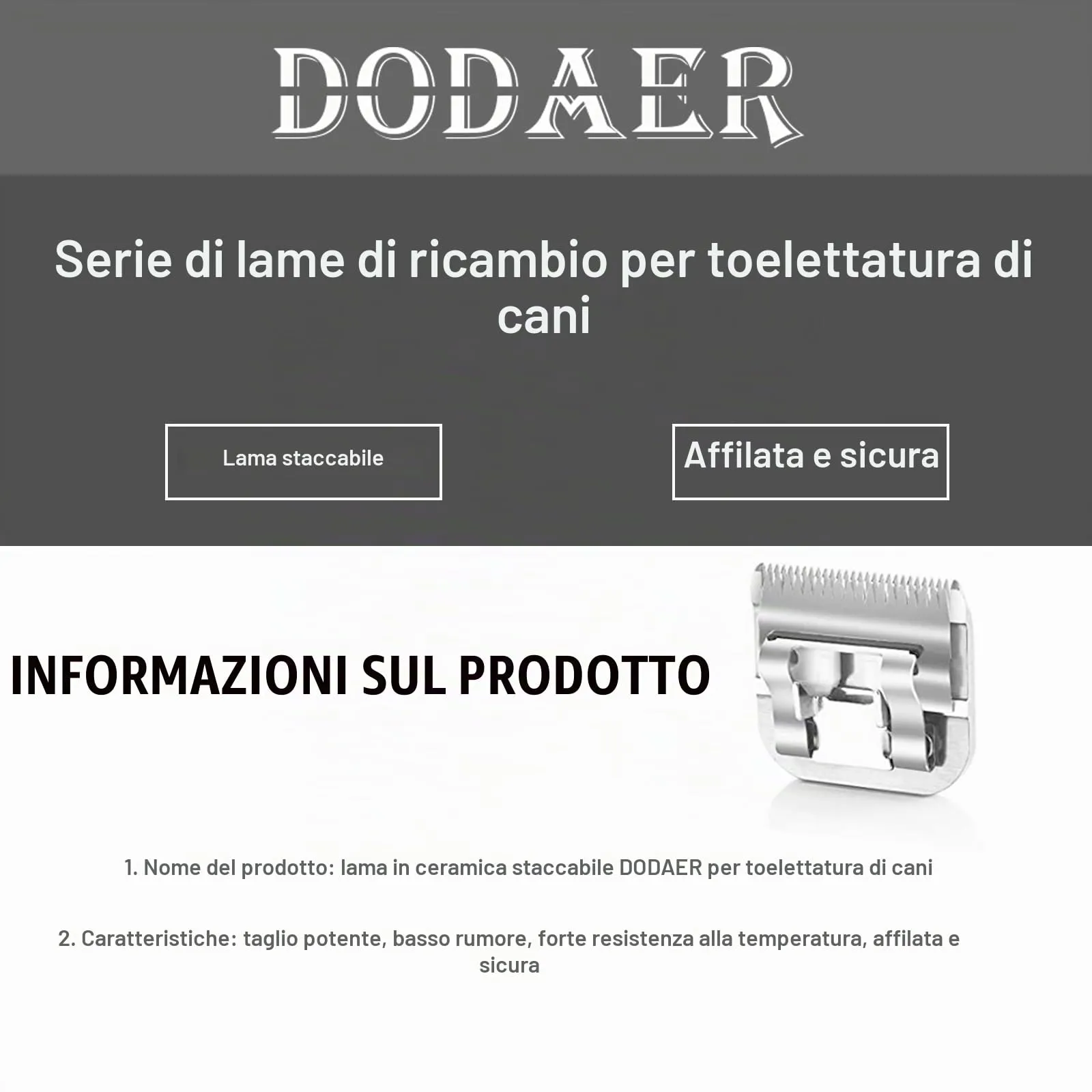 7F Lame staccabili per cani da compagnia compatibili con la serie Heiniger/Andis/Oster A5/Wahl KM10,2 contaggi - immagine 2
