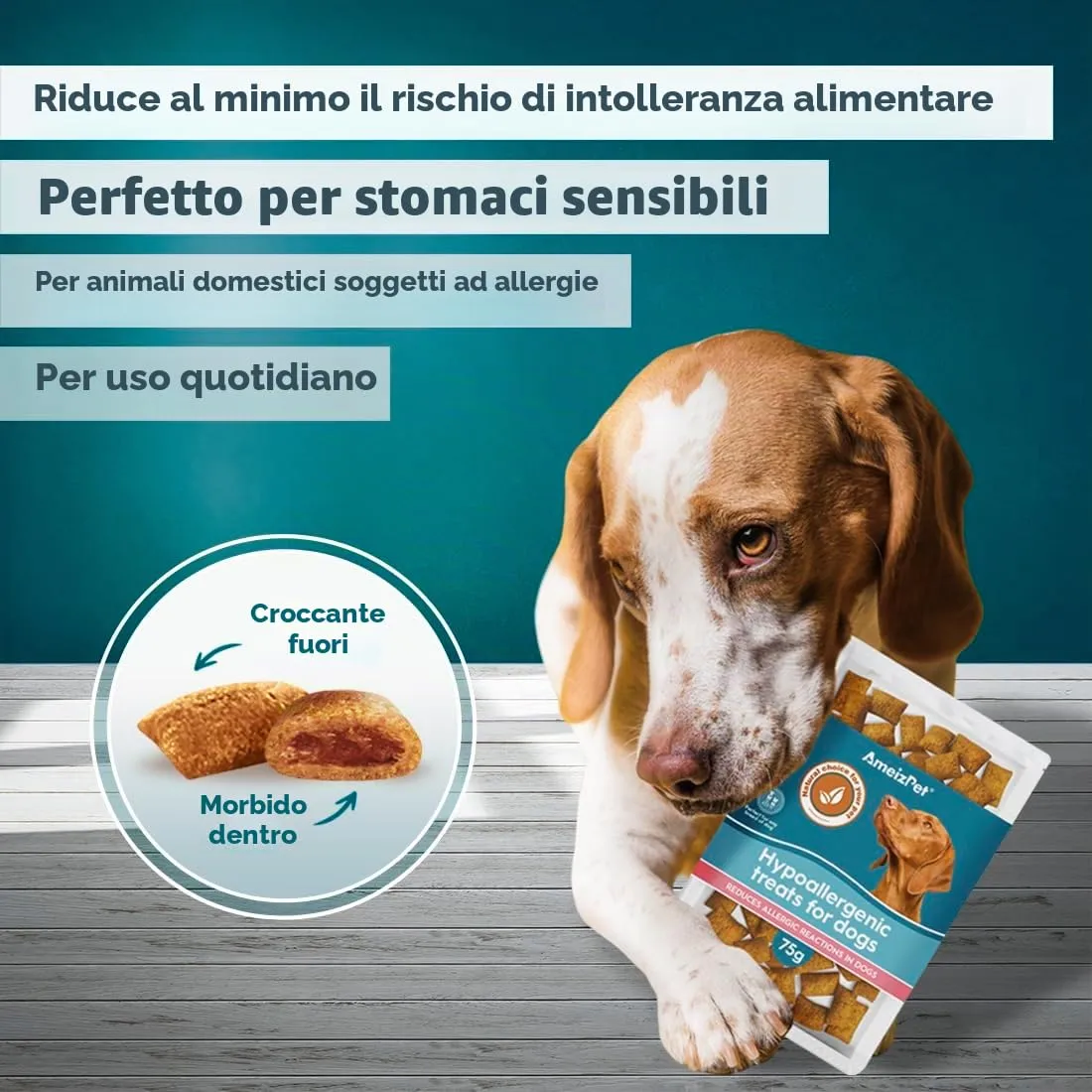 AmeizPet Snack Ipoallergenici per Cani, Supporto Digestivo, 75g - immagine 3