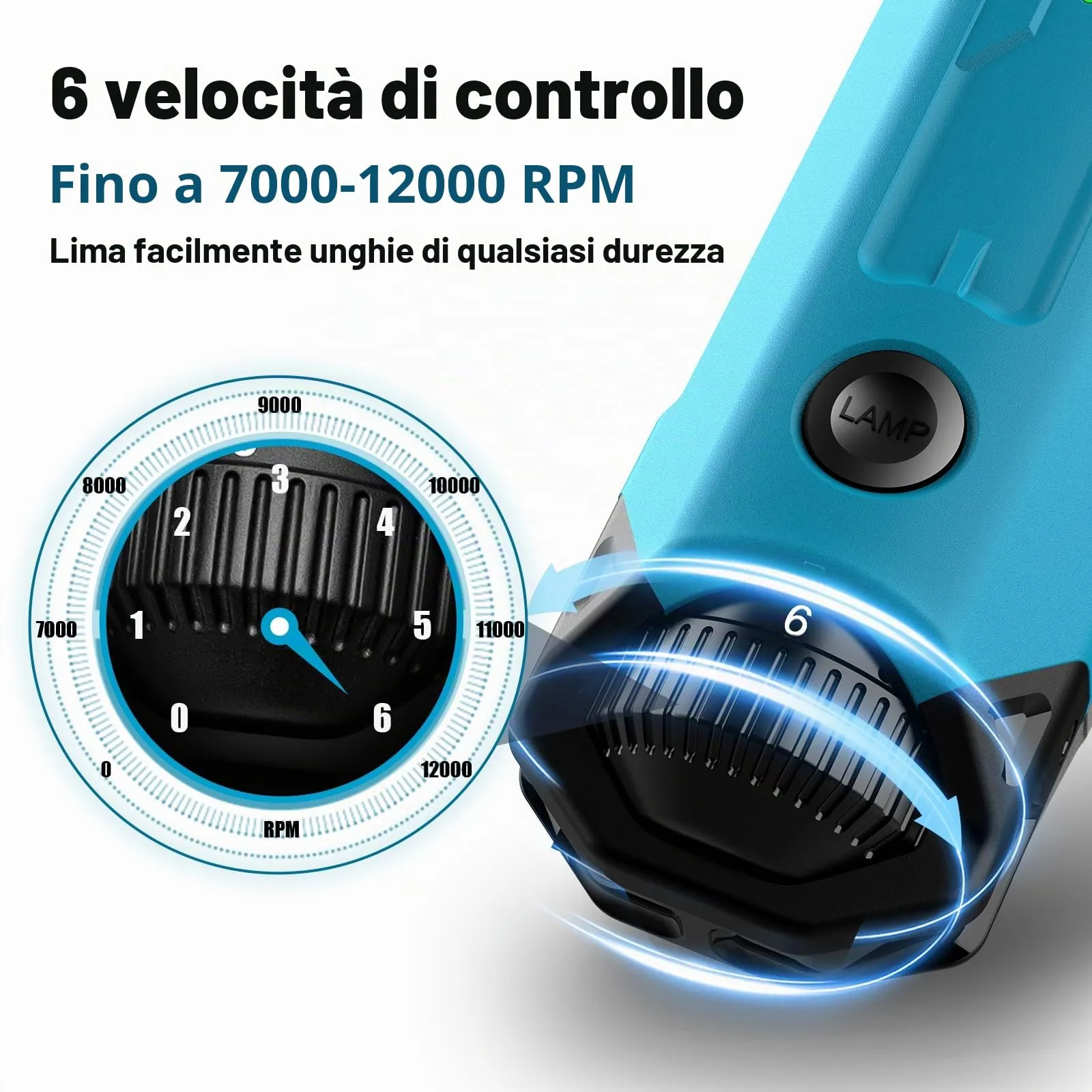 Casfuy Smerigliatrice per Unghie per Cani a 6 velocità, Super silenziosa, Ricaricabile, Elettrico, per toelettatura e levigatura delle Zampe indolori, per Cani di Taglia Grande, Media e Piccola (Blu - immagine 2