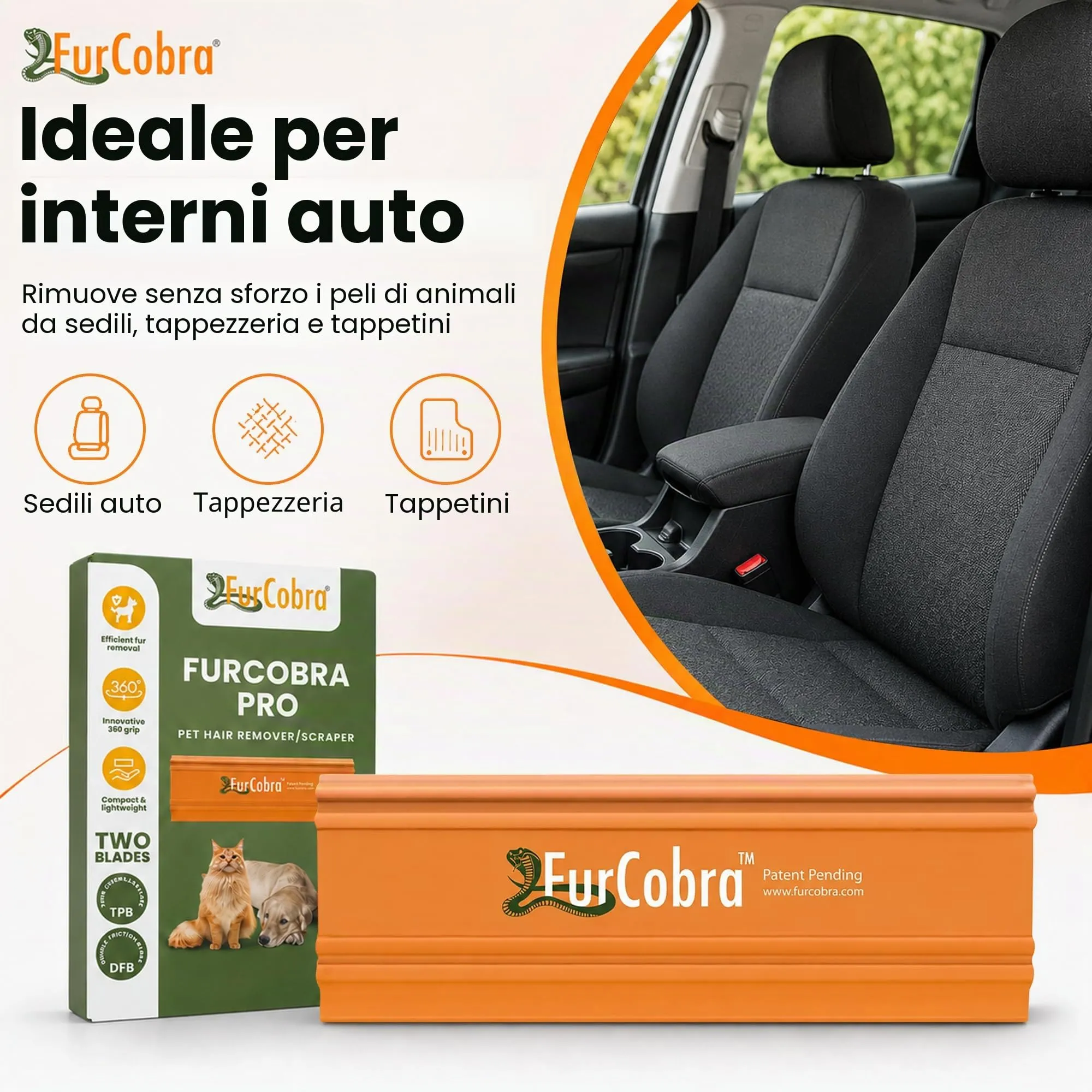 FURCOBRA PRO Pet Hair Remover – Raschietto Facile da impugnare, Strumento per la rimozione dei peli di Animali Domestici, Strumento di rimozione dei peli di Gatti e Cani per Divano, Auto, Divano, - immagine 2