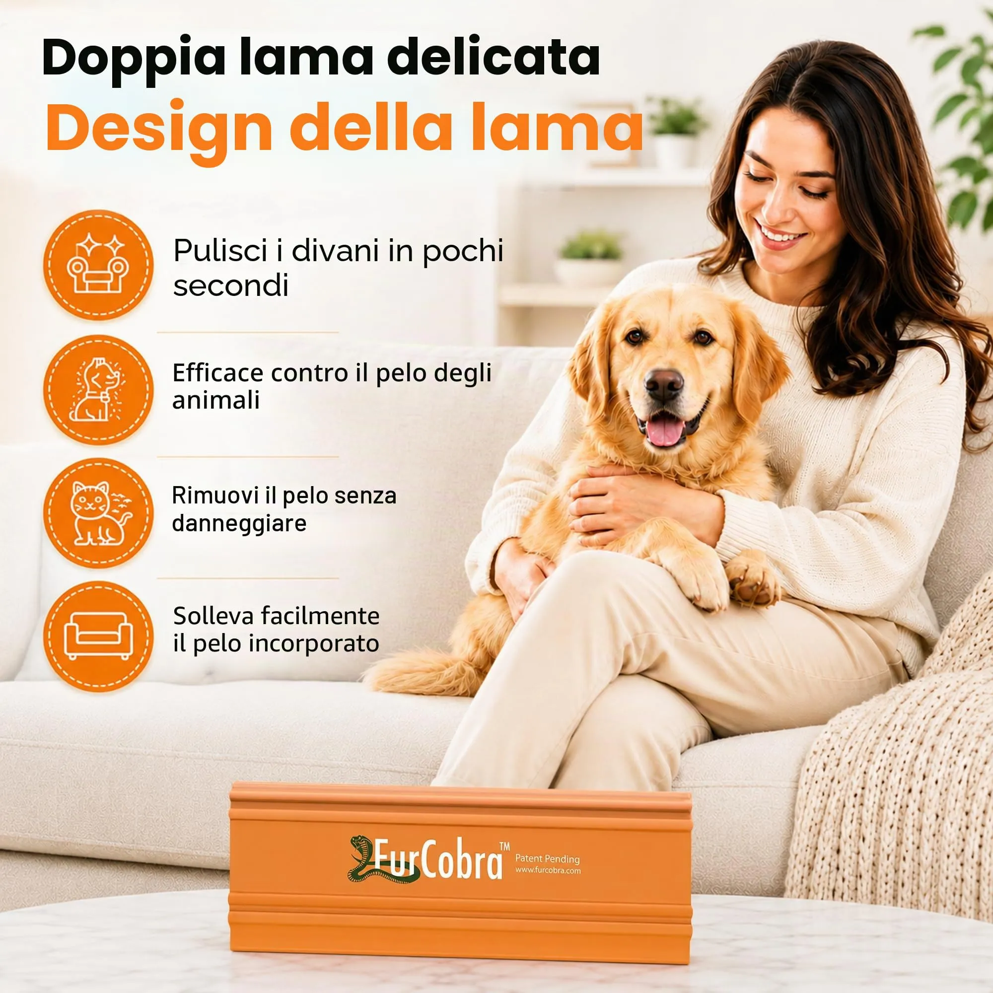 FURCOBRA PRO Pet Hair Remover – Raschietto Facile da impugnare, Strumento per la rimozione dei peli di Animali Domestici, Strumento di rimozione dei peli di Gatti e Cani per Divano, Auto, Divano, - immagine 3