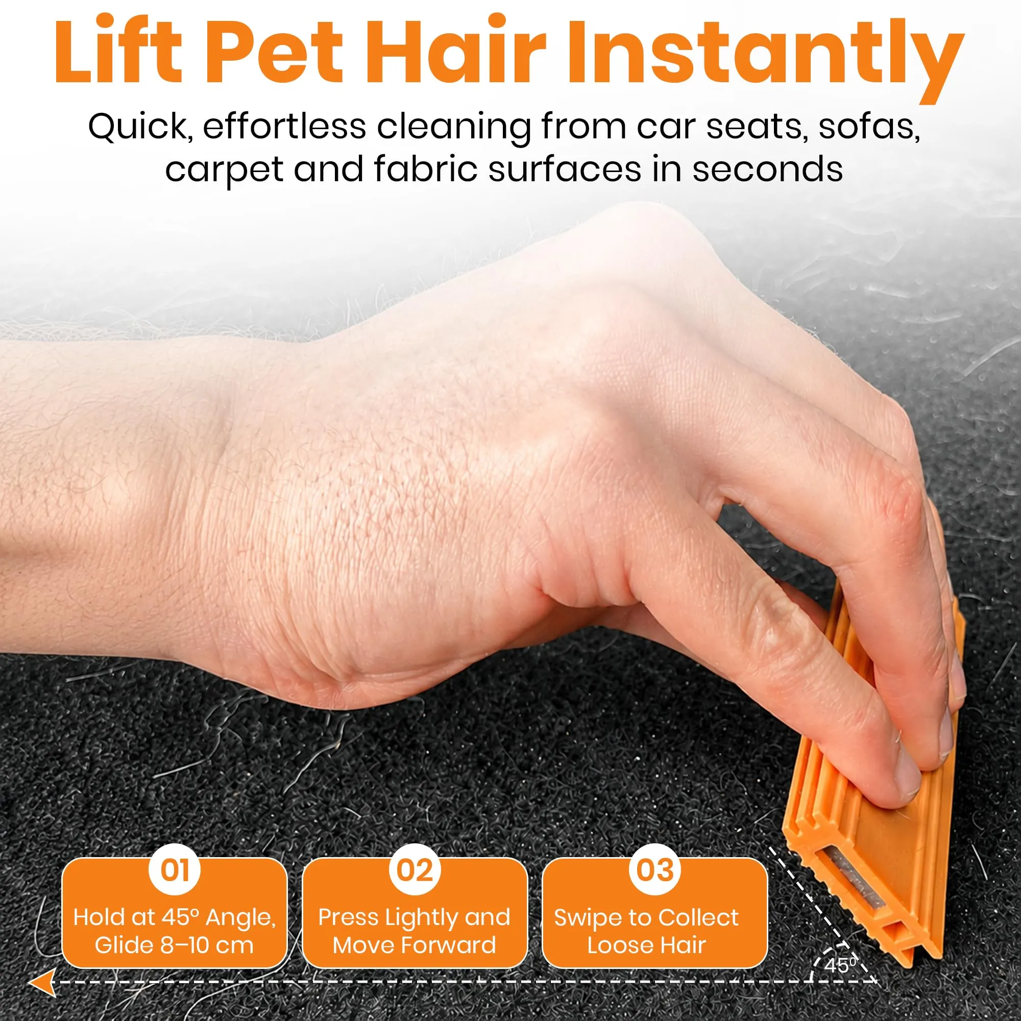 FURCOBRA PRO Pet Hair Remover – Raschietto Facile da impugnare, Strumento per la rimozione dei peli di Animali Domestici, Strumento di rimozione dei peli di Gatti e Cani per Divano, Auto, Divano, - immagine 4