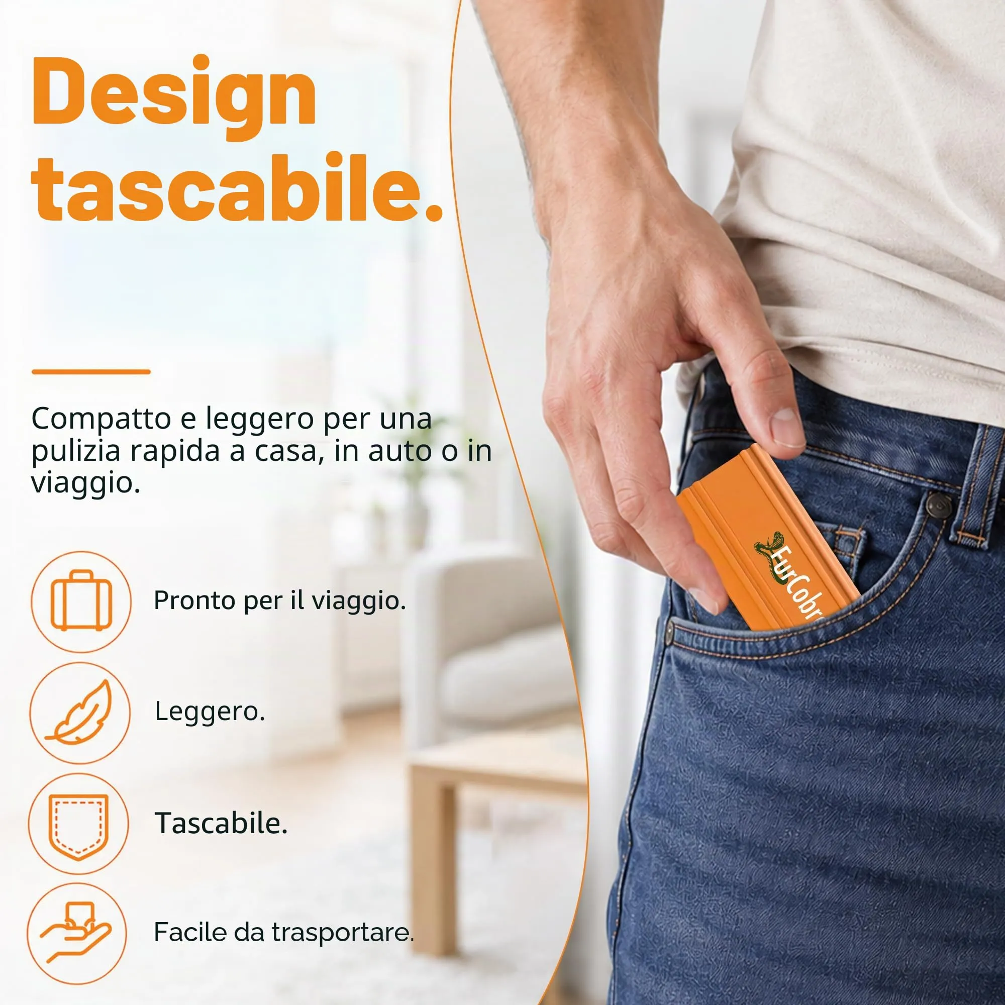 FURCOBRA PRO Pet Hair Remover – Raschietto Facile da impugnare, Strumento per la rimozione dei peli di Animali Domestici, Strumento di rimozione dei peli di Gatti e Cani per Divano, Auto, Divano, - immagine 5
