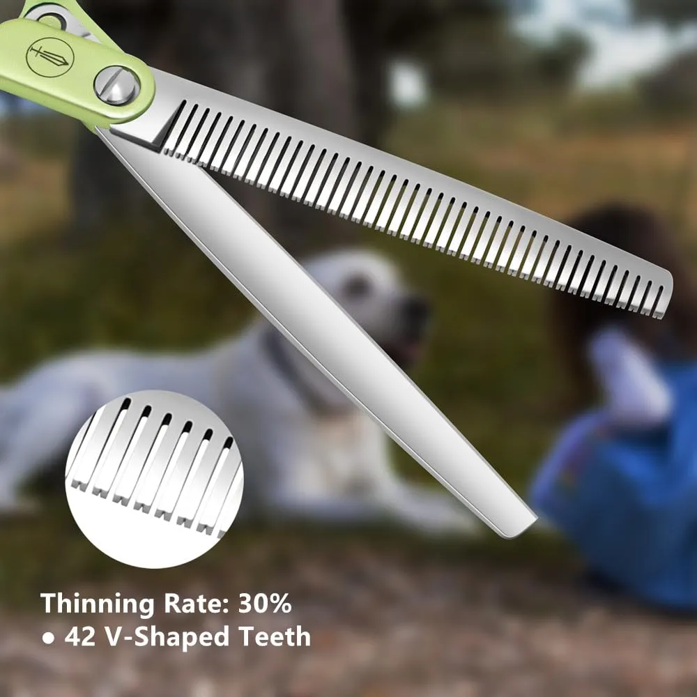 HASHIMOTO Forbici sfoltitrici per cani, forbici sfoltitrici per cani per la toelettatura, 42 denti, 16,5 cm, tasso di sfoltimento del 30%, estremamente leggere, progettate per toelettatori - immagine 3