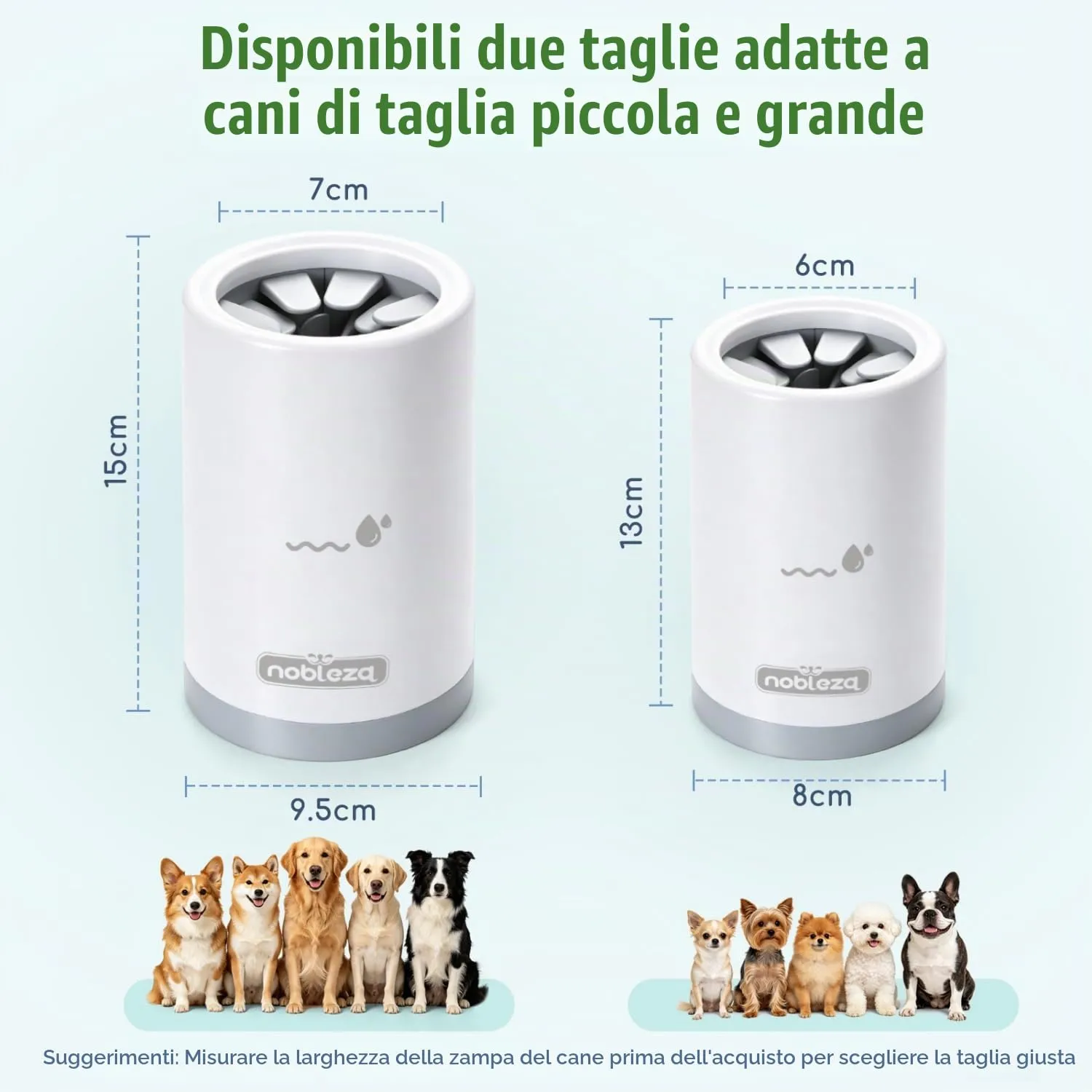 Nobleza Set Pulitore Zampe Cane, Pulisci Zampe Portatile con 3 Asciugamani in Microfibra e 1 Spazzola per Toelettatura in Silicone, Kit di Pulizia e Cura per Cani di Taglia Piccola - immagine 5