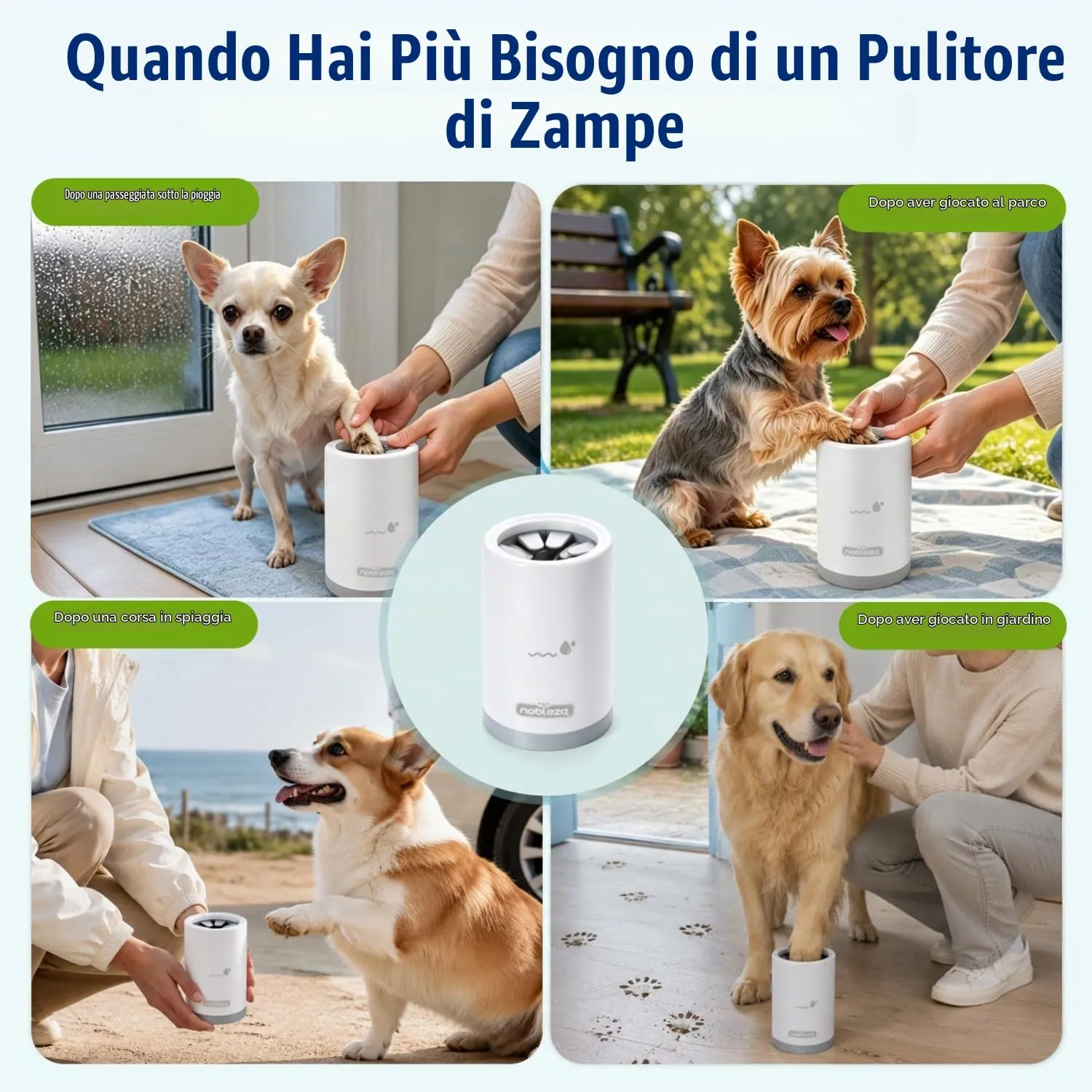 Nobleza Set Pulitore Zampe Cane, Pulisci Zampe Portatile con 3 Asciugamani in Microfibra e 1 Spazzola per Toelettatura in Silicone, Kit di Pulizia e Cura per Cani di Taglia Piccola - immagine 7