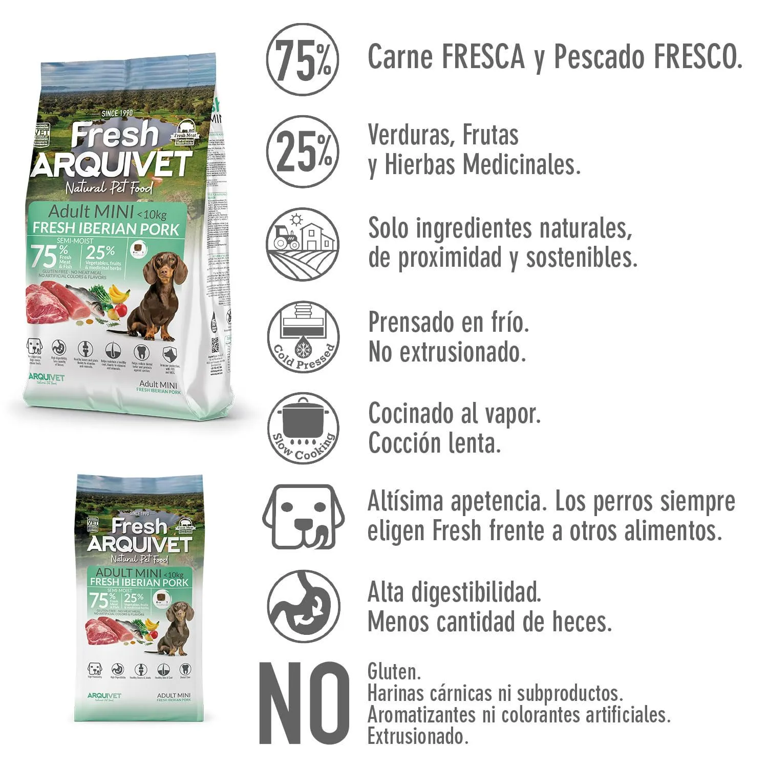 Arquivet Fresh MINI Maiale Iberico - Alimento semi-umido per cani di piccola taglia - 2,5 kg - immagine 2