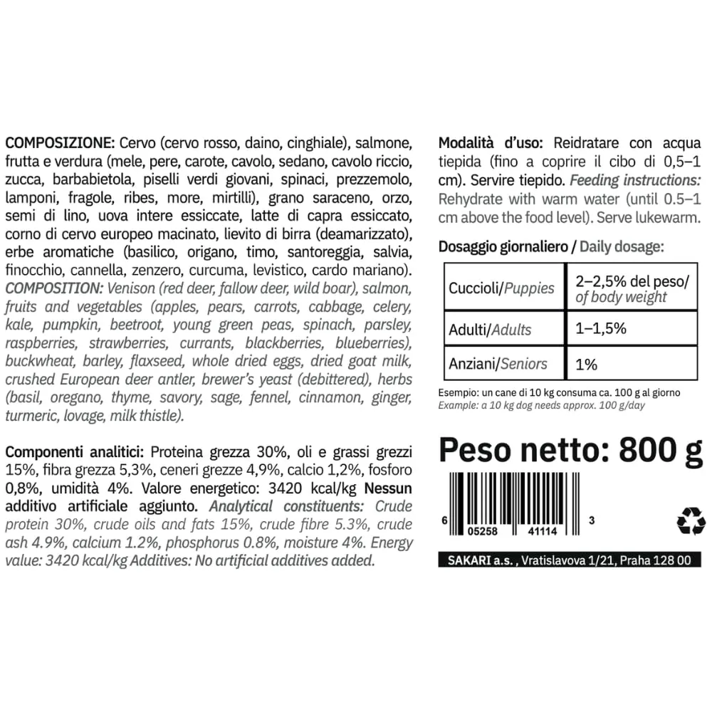 SELVADEGO | Cibo Naturale per Cani – Selvaggina e Salmone – Alimento Completo Ispirato alla Dieta BARF – 100% Naturale, Digeribile e Facile da Preparare – 800 g (800 gr, Selvaggina e Salmone) - immagine 2