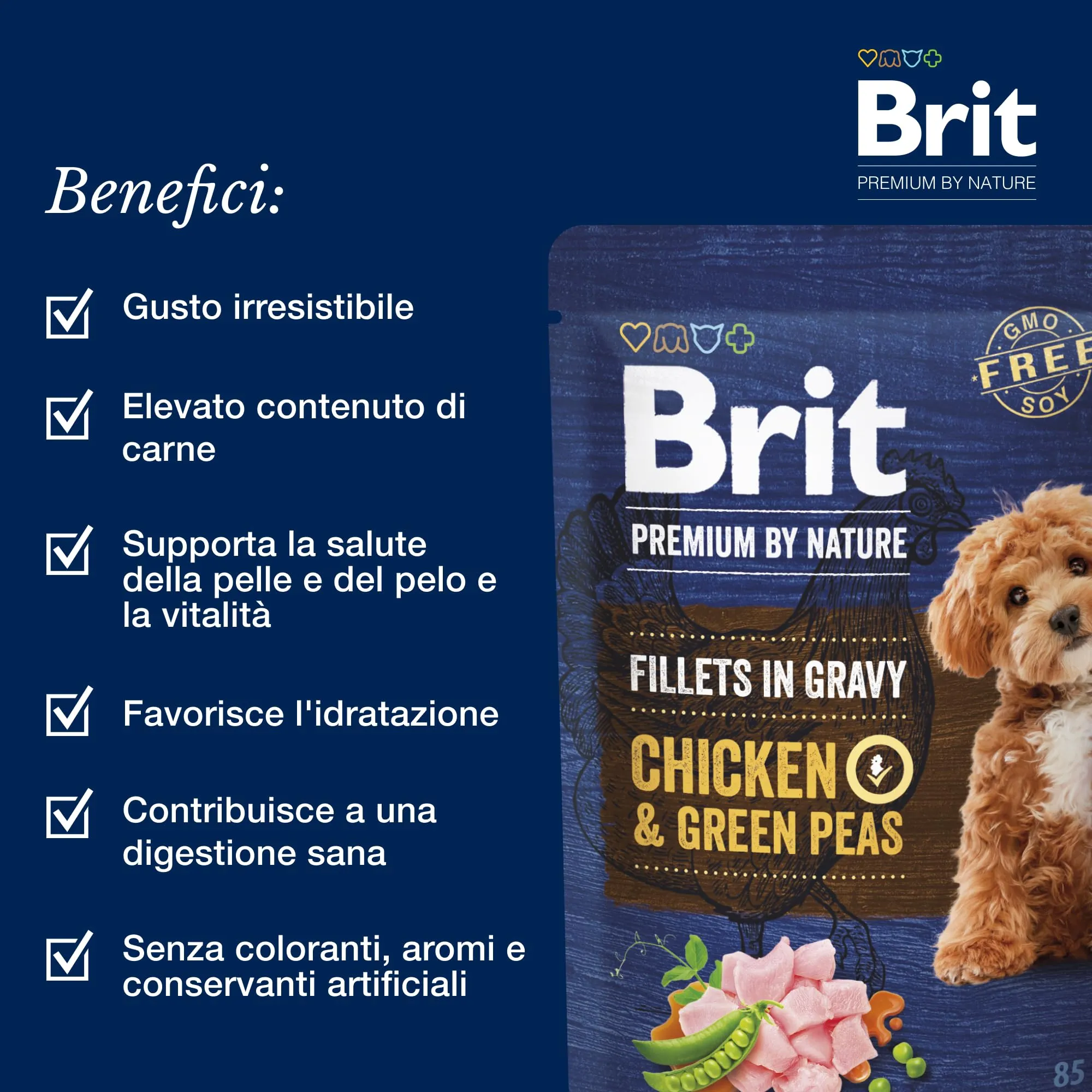 Brit Premium Cibo Umido per Cani, Filetti di Pollo e Piselli, 24 x 85 g - immagine 3