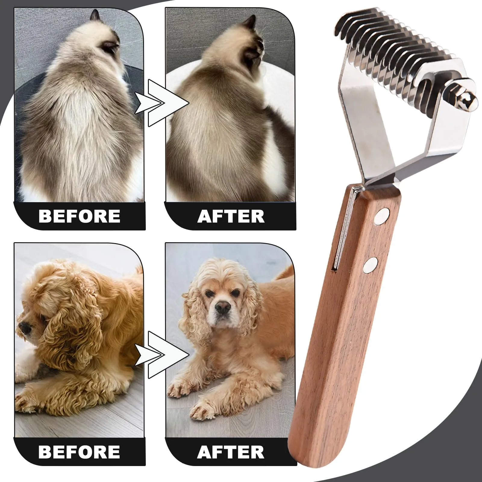 onebarleycorn Spazzola per Cani e Gatti Slanatore Cardatore Sottopelo - immagine 2