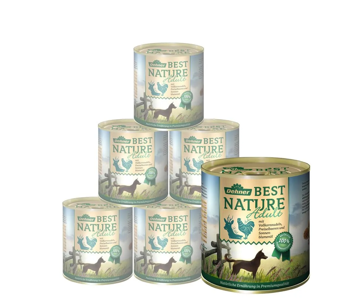 Dehner Best Nature Cibo Umido per Cani, Selvatico/Pollo/Pasta, 6 x 800 g - immagine 1