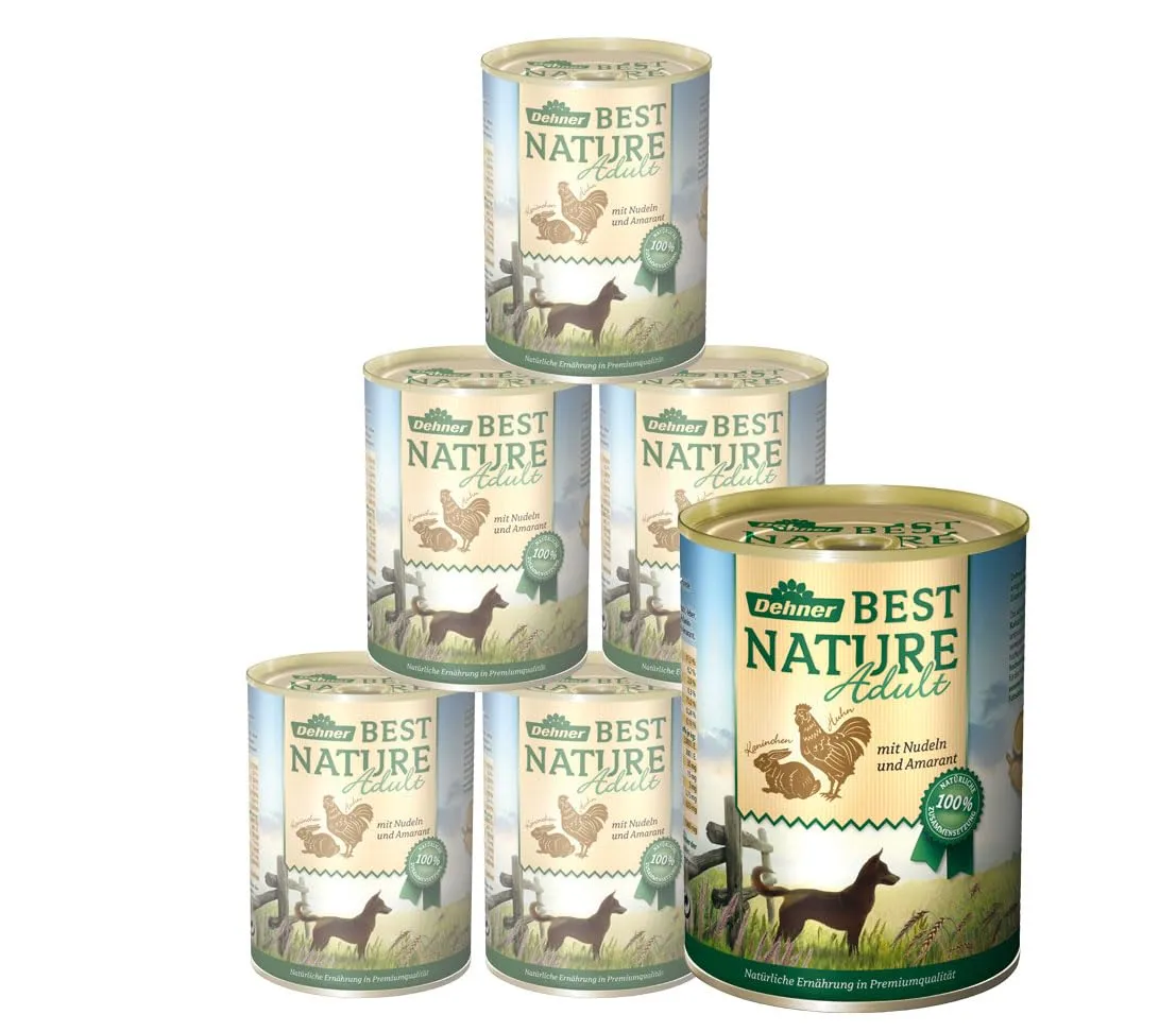 Dehner Best Nature - Cibo umido per cani, pollo/coniglio, 6 x 400 g - immagine 1