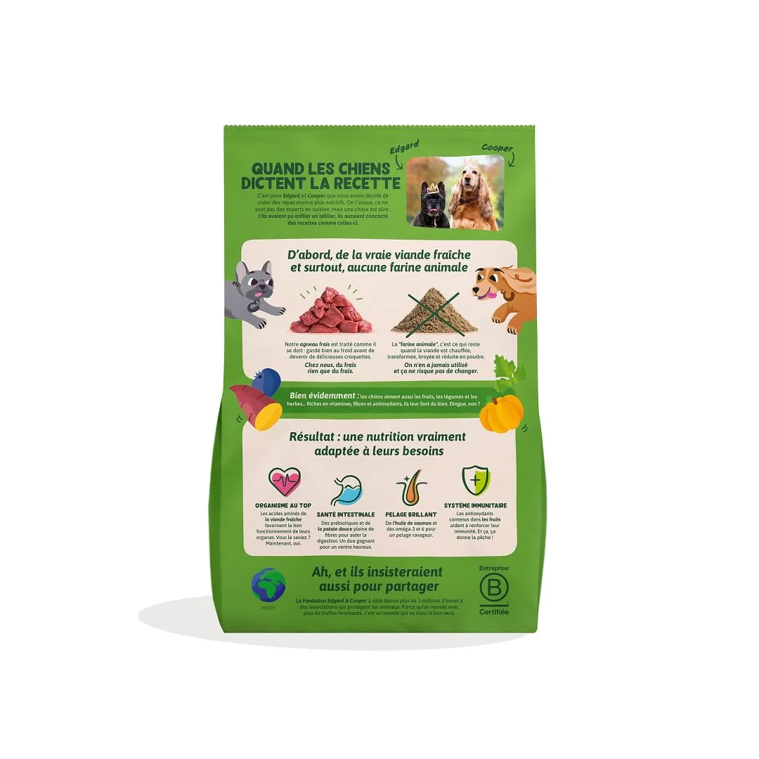Edgard & Cooper Crocchette Cane, (Agnello Fresco, 2.5kg), senza Cereali, Carne fresca e proteine di qualità, ingredienti veri per Cani, Ipoallergenico, senza zuccheri aggiunti - immagine 2