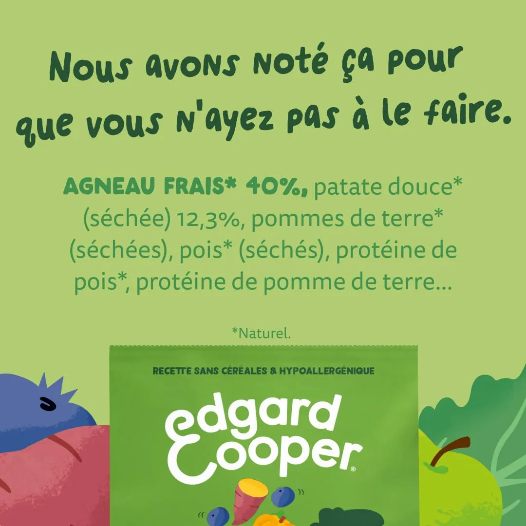 Edgard & Cooper Crocchette Cane, (Agnello Fresco, 2.5kg), senza Cereali, Carne fresca e proteine di qualità, ingredienti veri per Cani, Ipoallergenico, senza zuccheri aggiunti - immagine 7