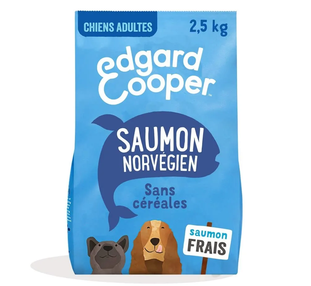 Edgard & Cooper Crocchette per cani adulti senza cereali Cibo naturale equilibrato 2,5 kg Salmone fresco ipoallergenico, proteine di alta qualità, sano, gustoso - immagine 1