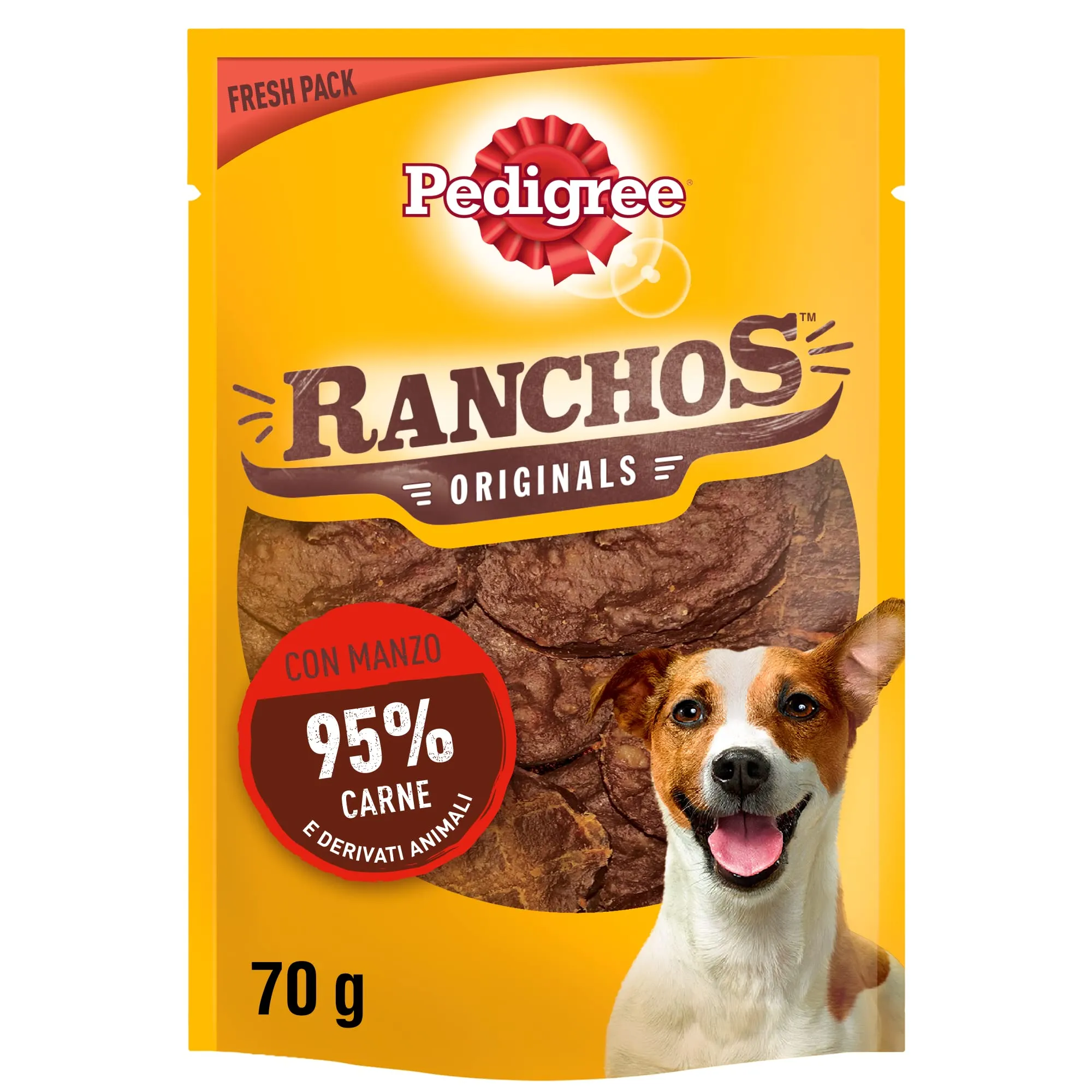 Pedigree Ranchos Originals, Snack Cane con il 95% Manzo, 7 Confezioni da 70g ciascuna - immagine 1