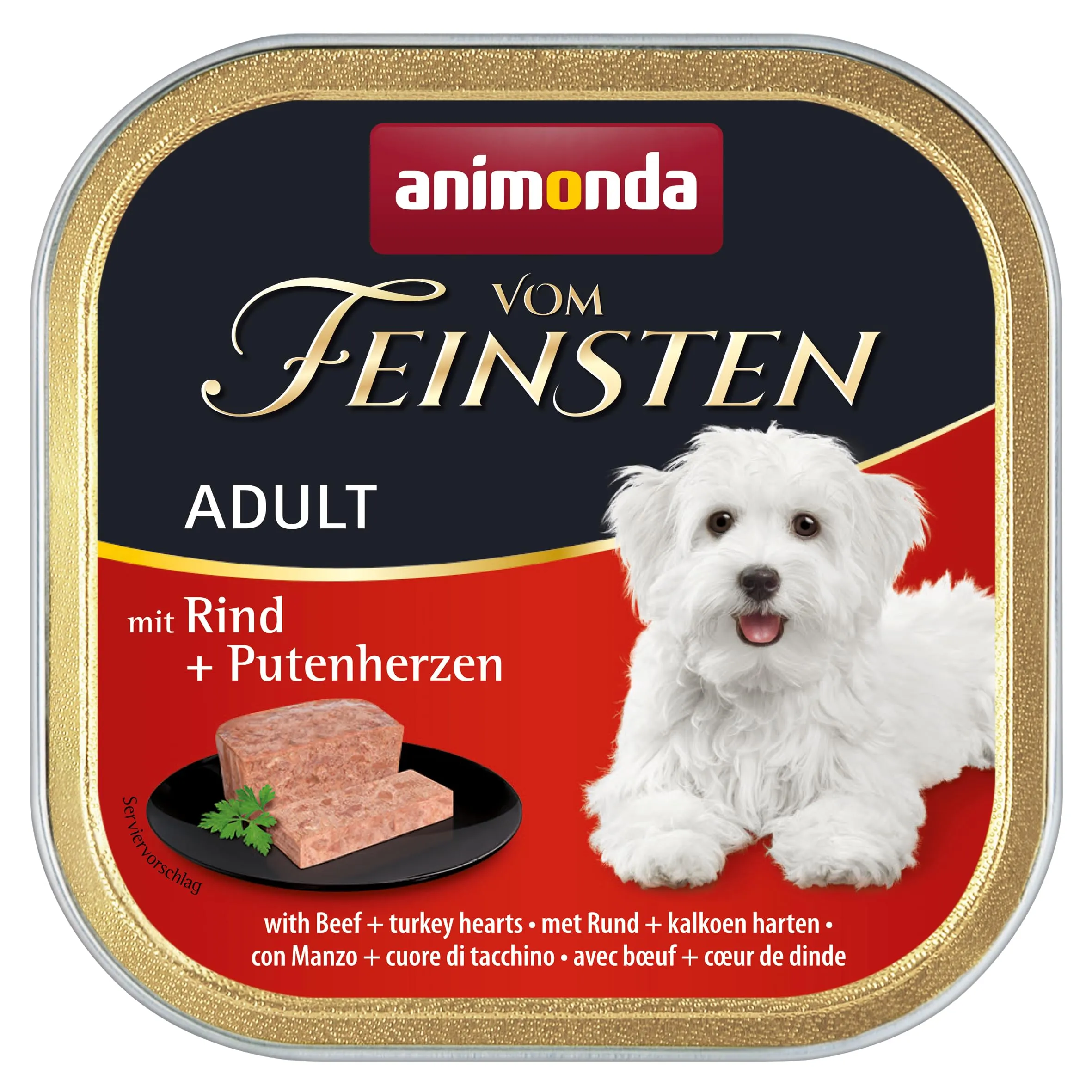 Del miglior cibo per cani bagnato con manzo + cuori di tacchino (6 x 150 g), cibo per cani senza cereali e zucchero di animonda, ingredienti freschi e carnali - immagine 2