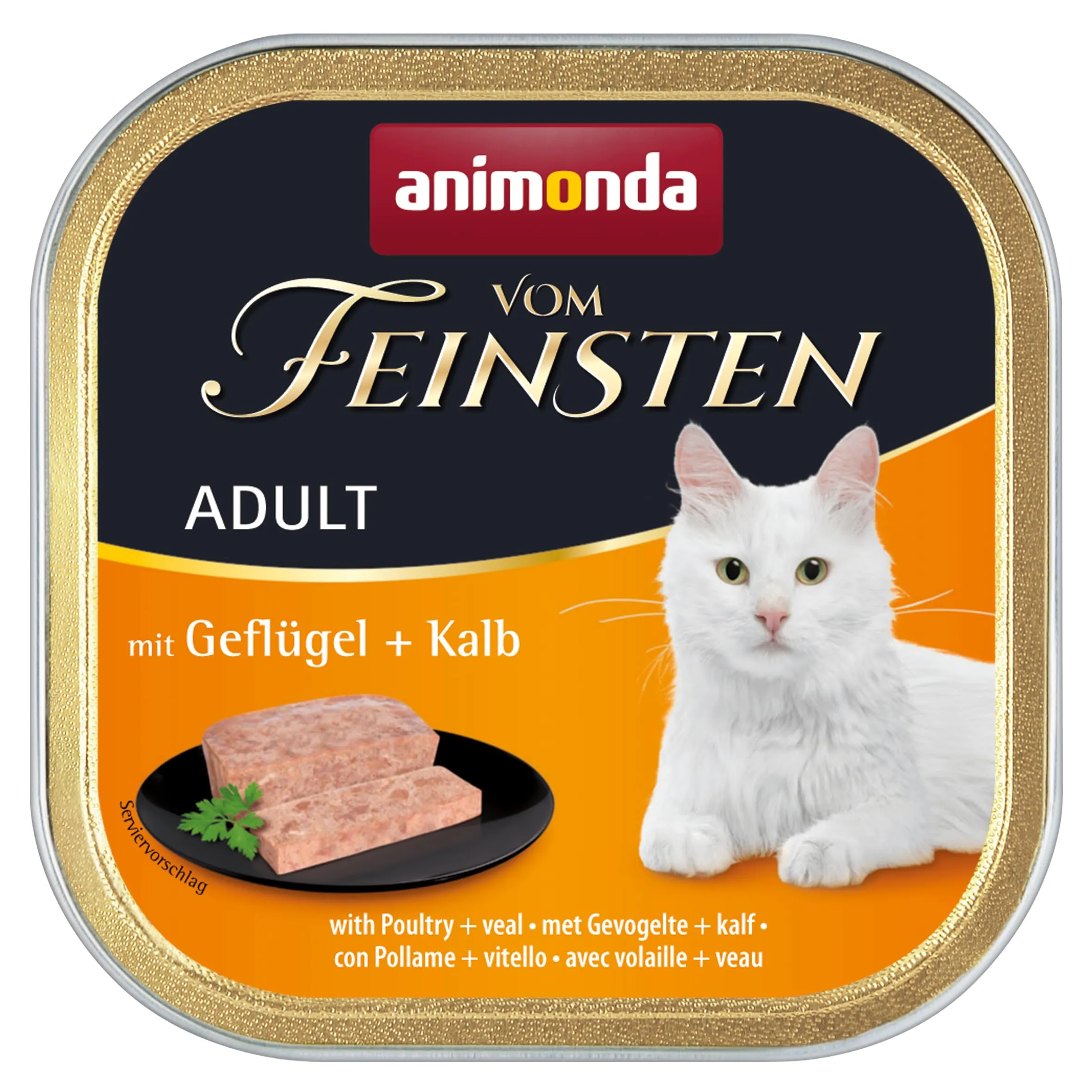 animonda vom Feinsten Cibo umido per gatti con pollame + vitello (6 x 100 g), senza cereali, senza zucchero, con ingredienti freschi e carnosi - immagine 3