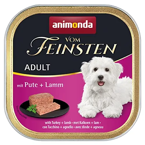 Del miglior cibo per cani bagnato con tacchino + agnello (6 x 150 g), cibo per cani senza cereali e zucchero di animonda, ingredienti freschi e carnali - immagine 2