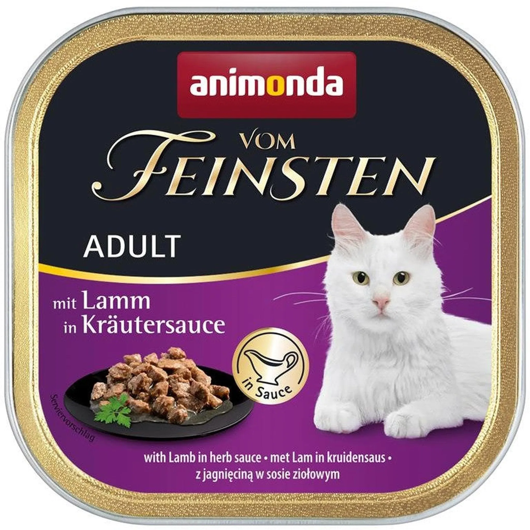 animonda Vom Feinsten Adult - Cibo umido per gatti adulti, con agnello in salsa alle erbe, 100 g - immagine 1