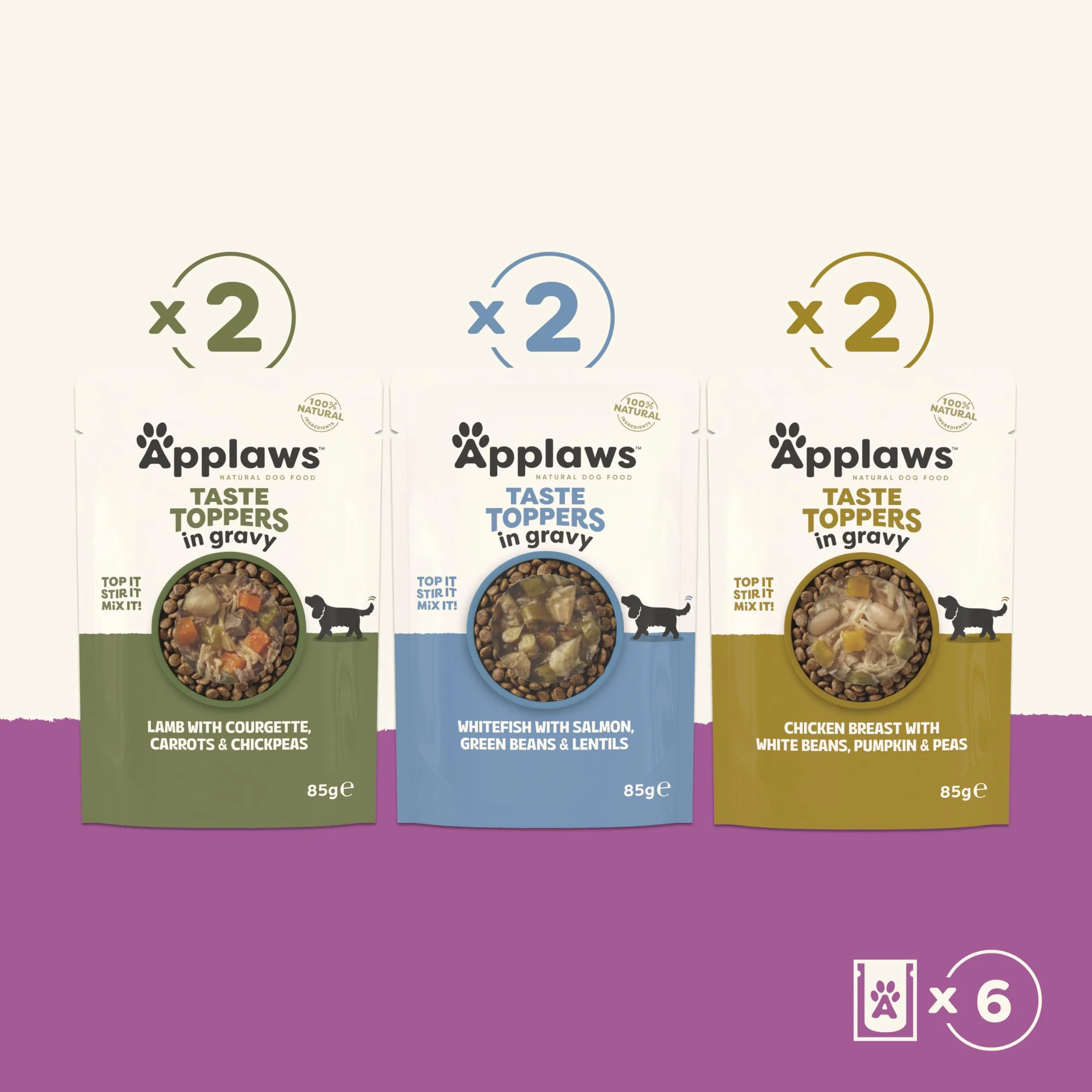 Applaws 100% Naturale – Cibo Umido per Cani, Selezione Carne & Pesce in Salsa, 6 x 85g Bustine - immagine 2