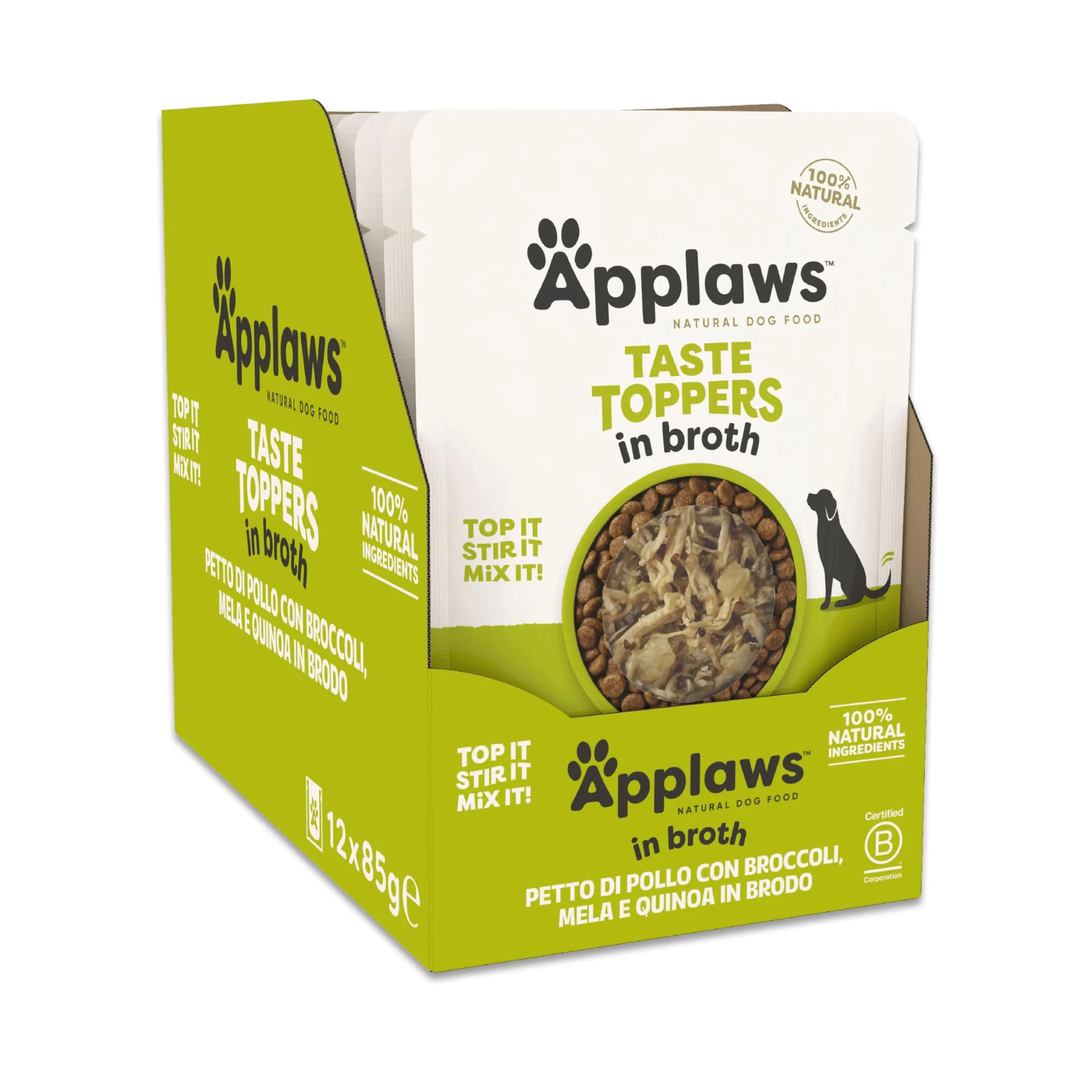 Applaws 100% Naturale – Cibo Umido per Cani, Pollo con Verdure in Brodo, 12 x 85g Bustine - immagine 1
