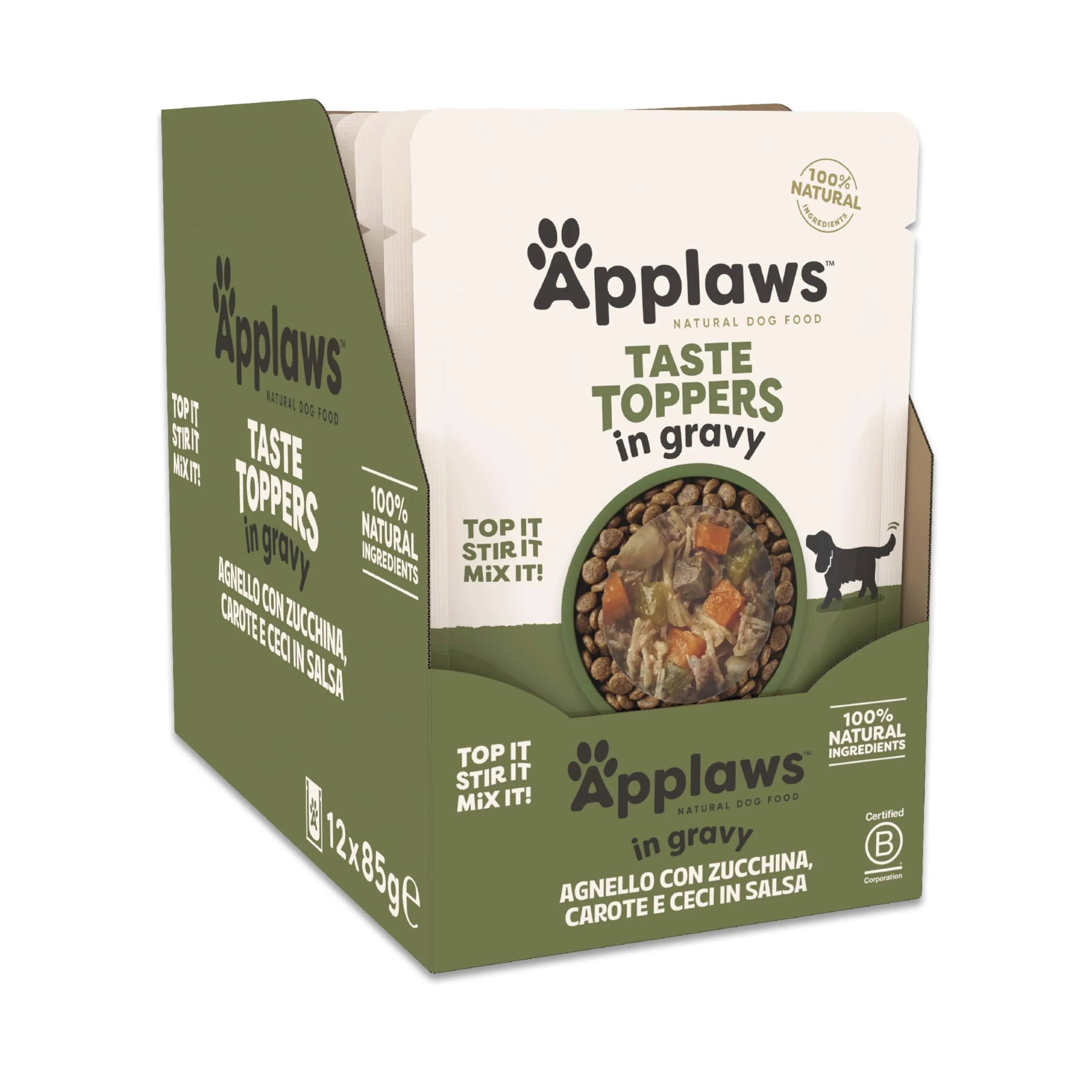 Applaws 100% Naturale – Cibo Umido per Cani, Agnello con Verdure in Salsa, 12 x 85g Bustine - immagine 1