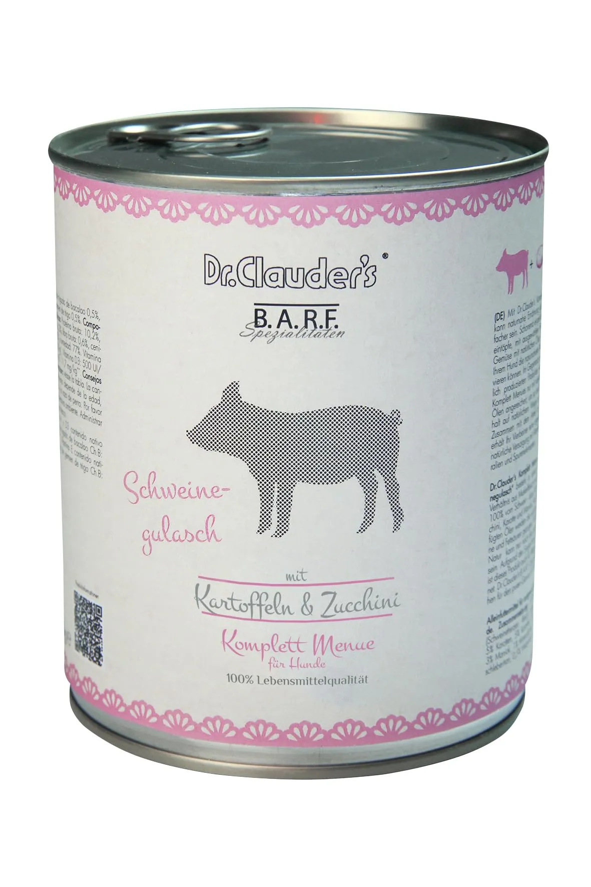 Dr. Clauder's | Cibo umido per cani | Cibo Barf | 6 x 800 gr | Vari sapori | (6x800 Gr, Stufato di maiale) - immagine 1