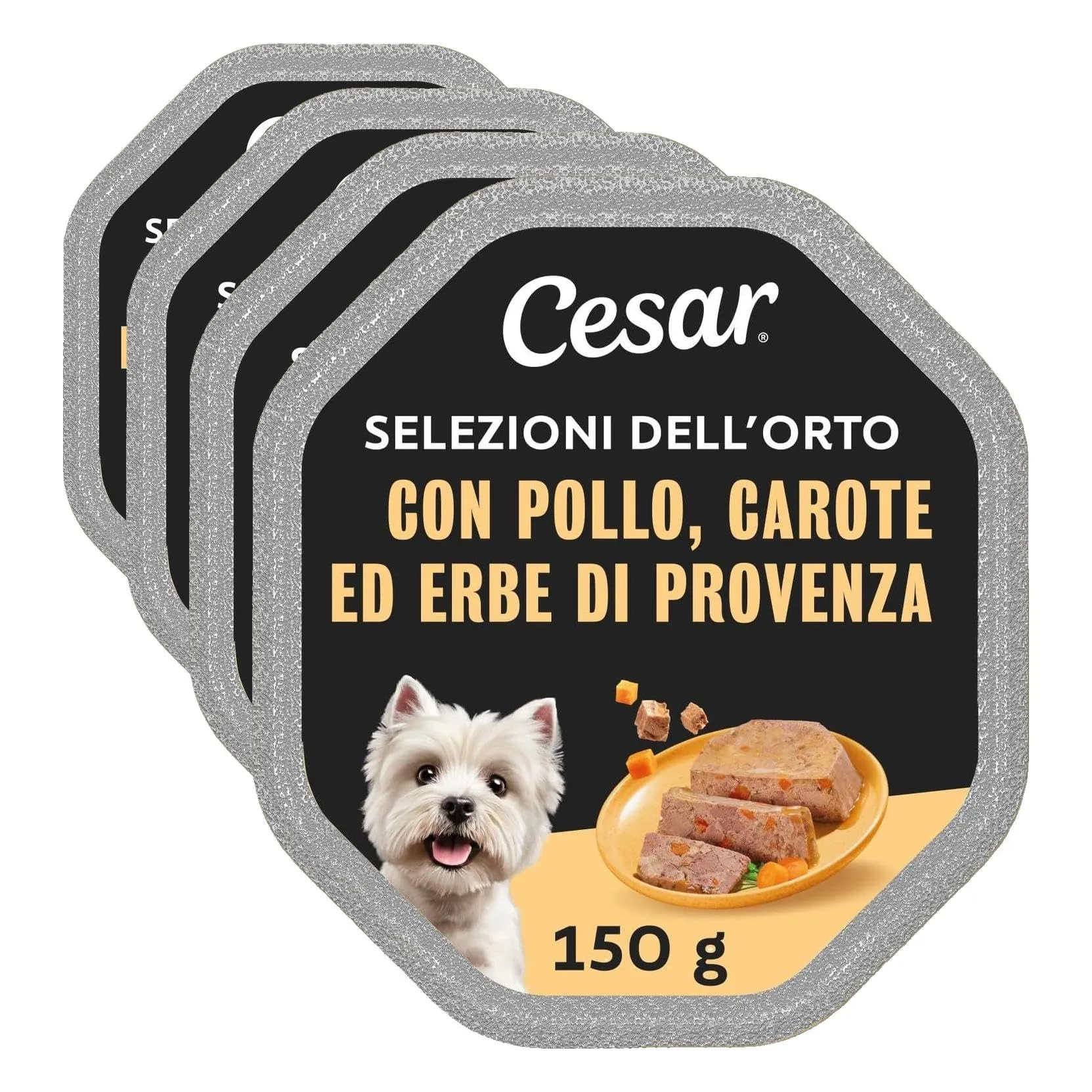 Cesar Selezioni dell'Orto Cibo per Cane con Pollo, Carote ed Erbe di Provenza, 14 x 150g (Confezione da 4) - immagine 1