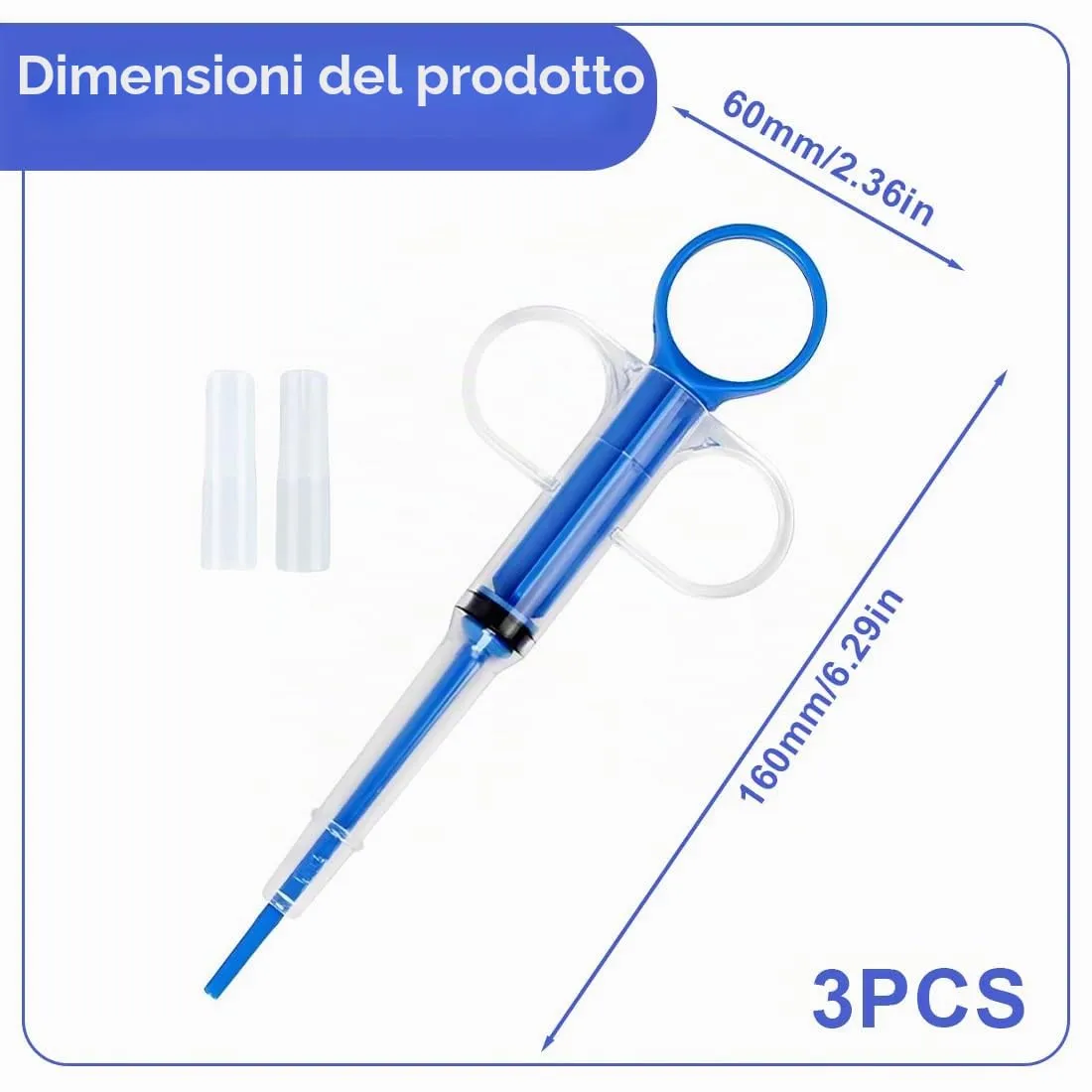 SGERUFZ Sparapillole per Gatti Wiederverwendabile, Sicura ed Efficace Siringa per Pillole/Liquidi/Capsule con Punta in Silicone (blu) - immagine 2