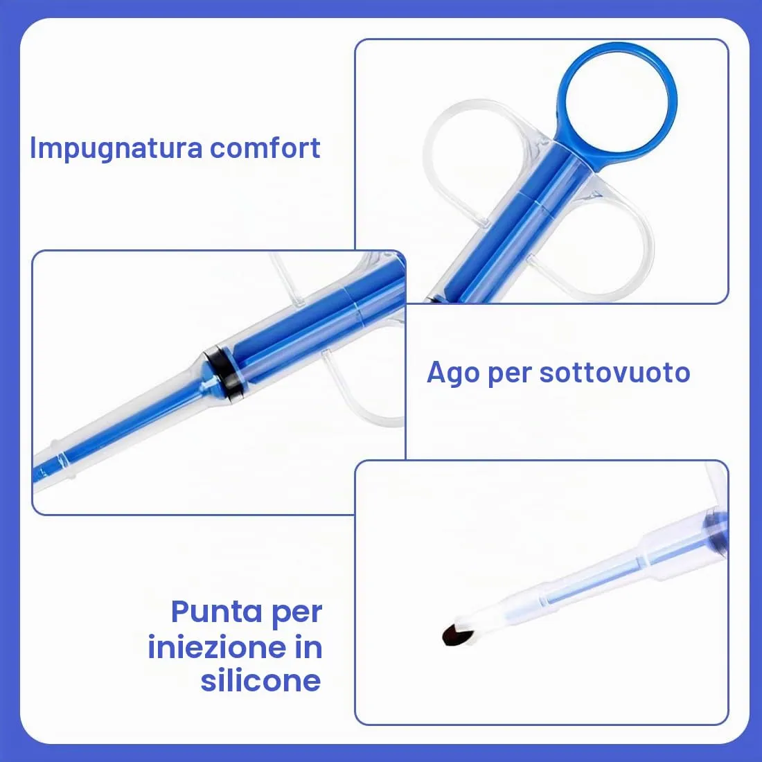 SGERUFZ Sparapillole per Gatti Wiederverwendabile, Sicura ed Efficace Siringa per Pillole/Liquidi/Capsule con Punta in Silicone (blu) - immagine 3